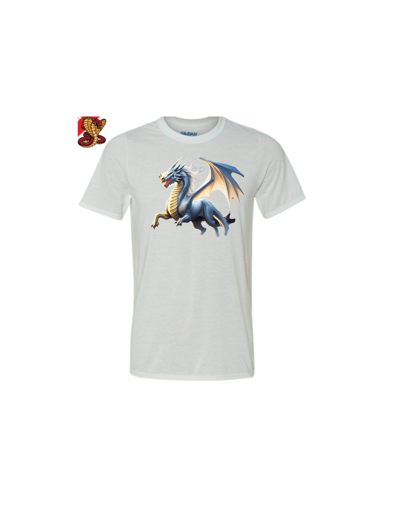 Dragon design white t-shirt/T-shirt blanc avec design dragon