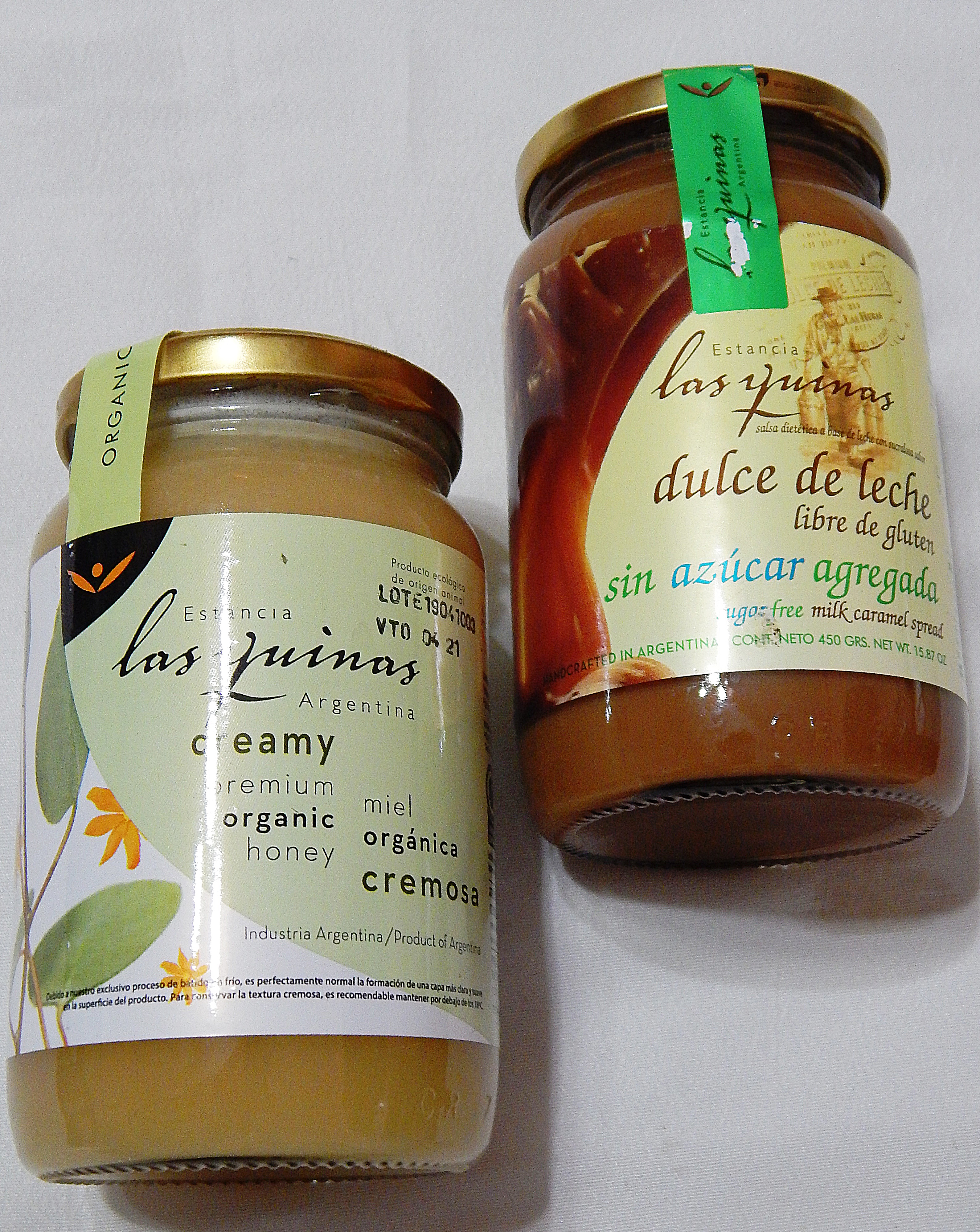 Combo Miel cremosa y Dulce de leche sin azùcar Las quinas