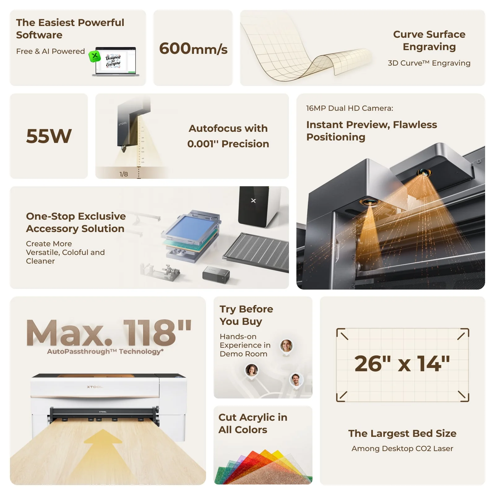 xTool P2S 55W Desktop CO2 Laser Cutter