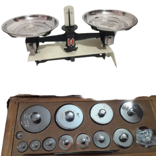 lab balance with weight box