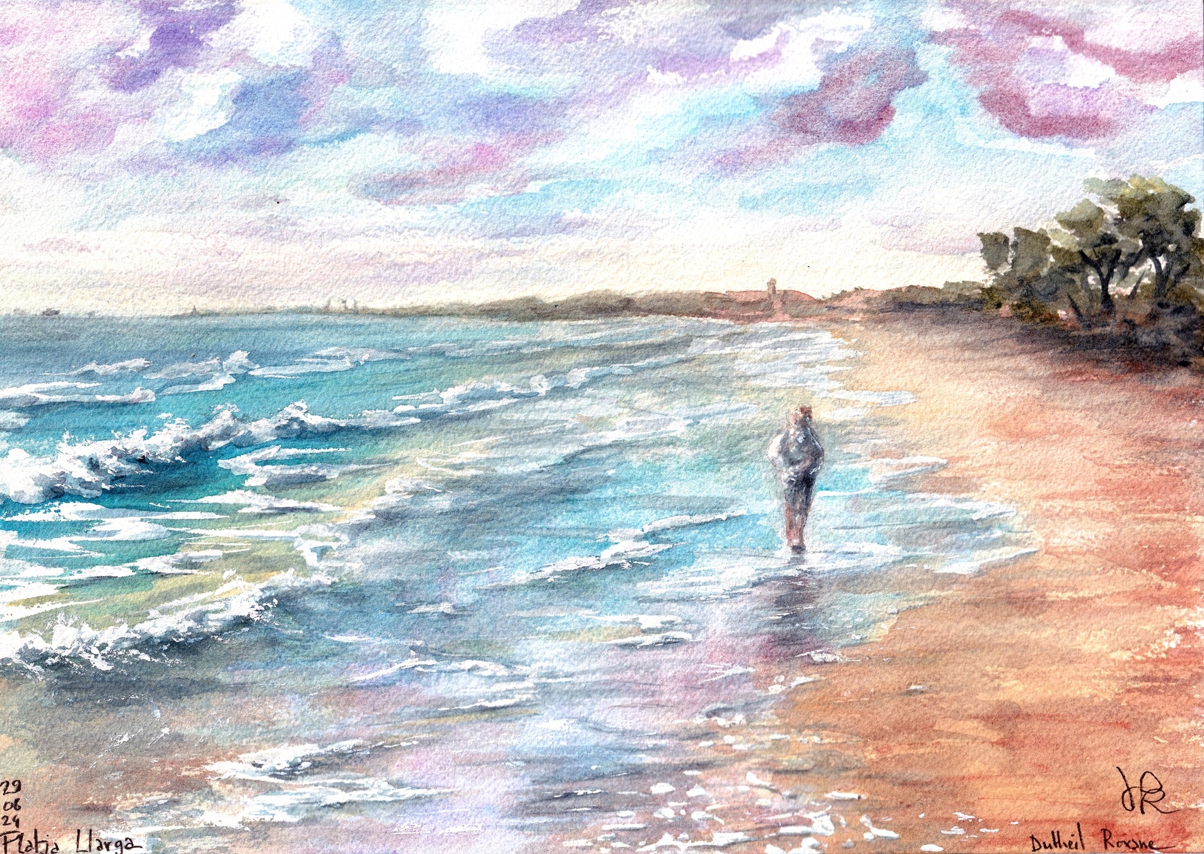 platja llarga (aquarel·la original)