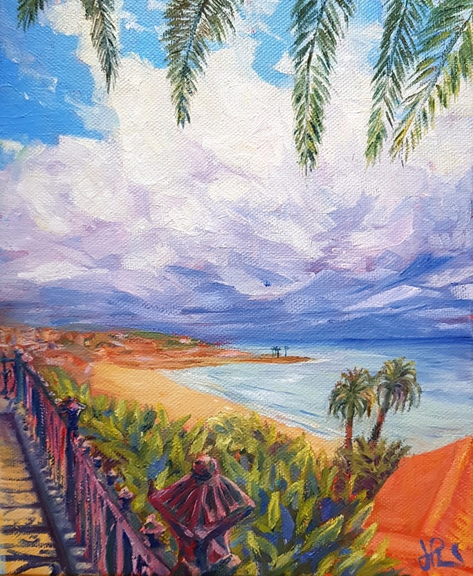 passejar pel balcó 4 (pintura a l'oli original)