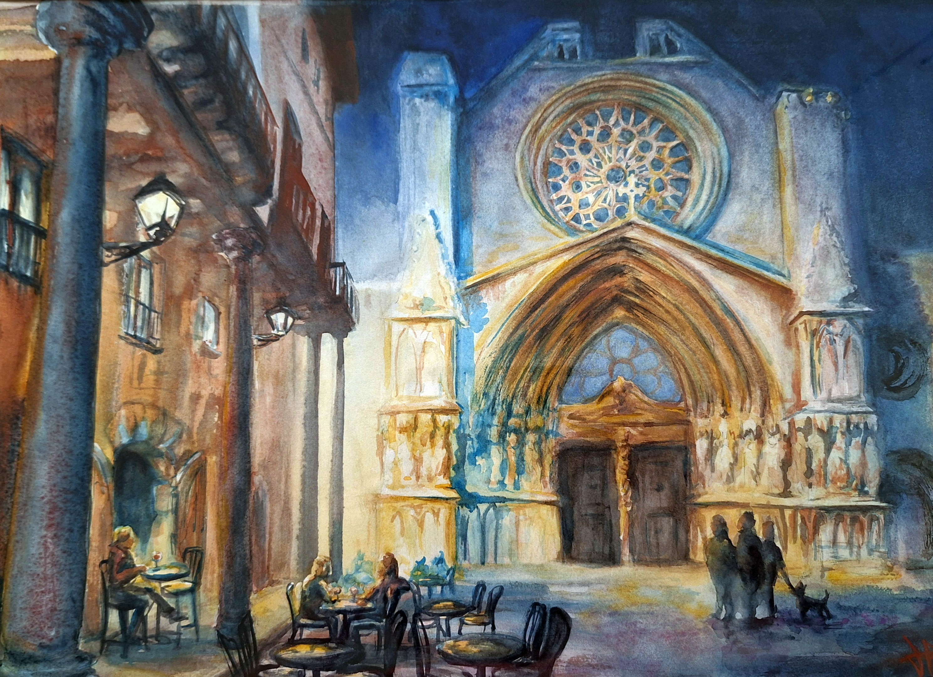 Catedral de Nit (aquarel·la original)