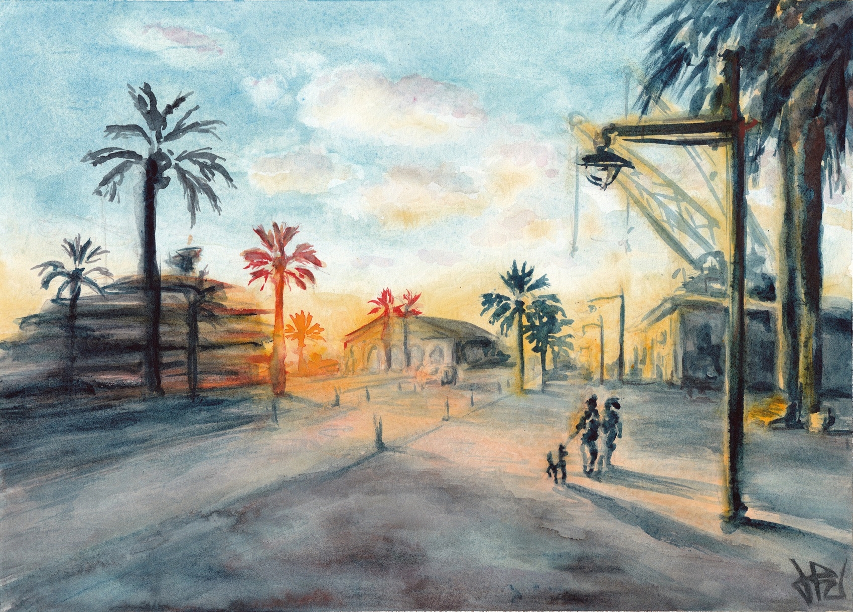 posta de sol al Serrallo (aquarel·la original)