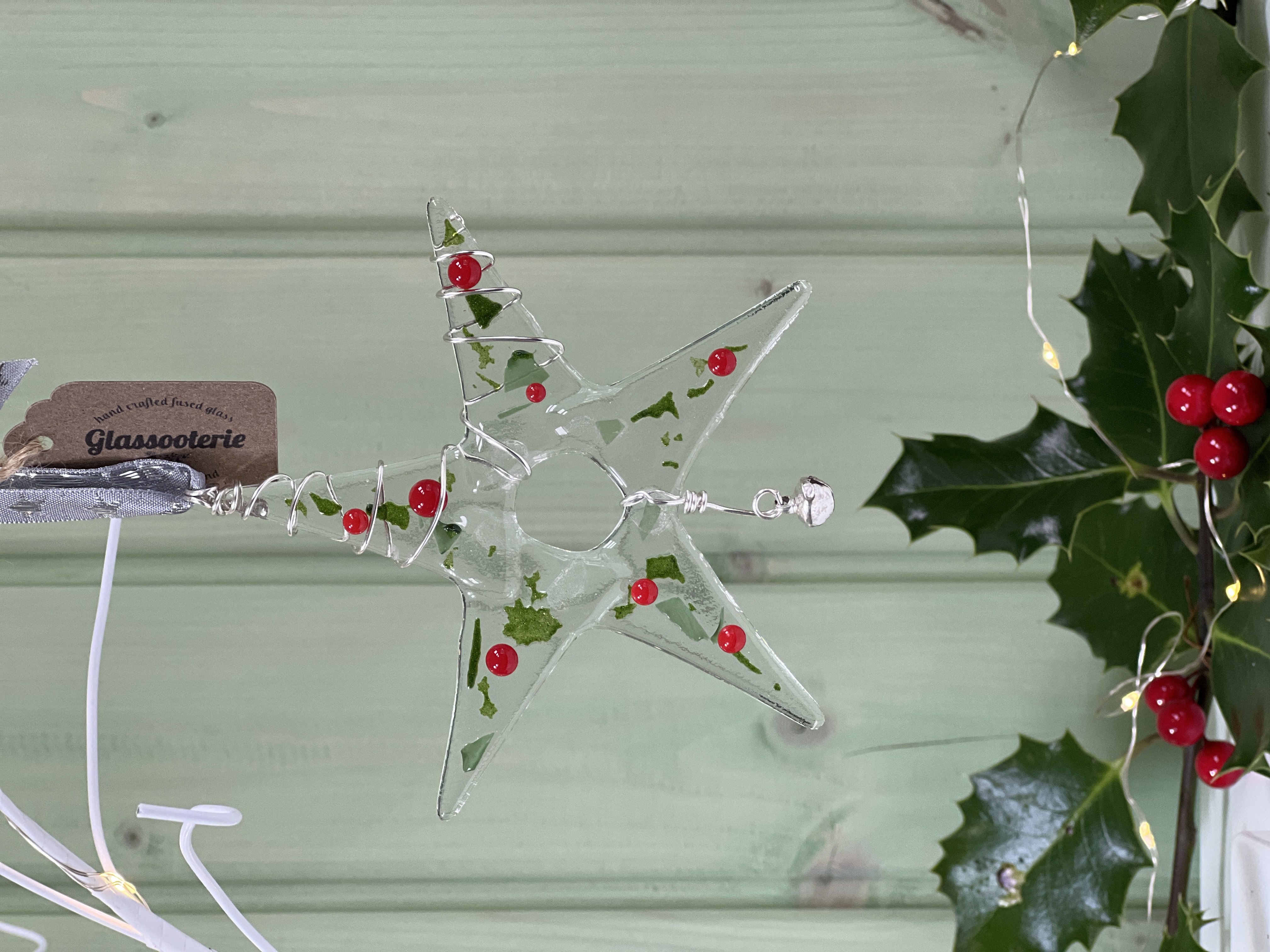 Wire wrapped Christmas Star with bell