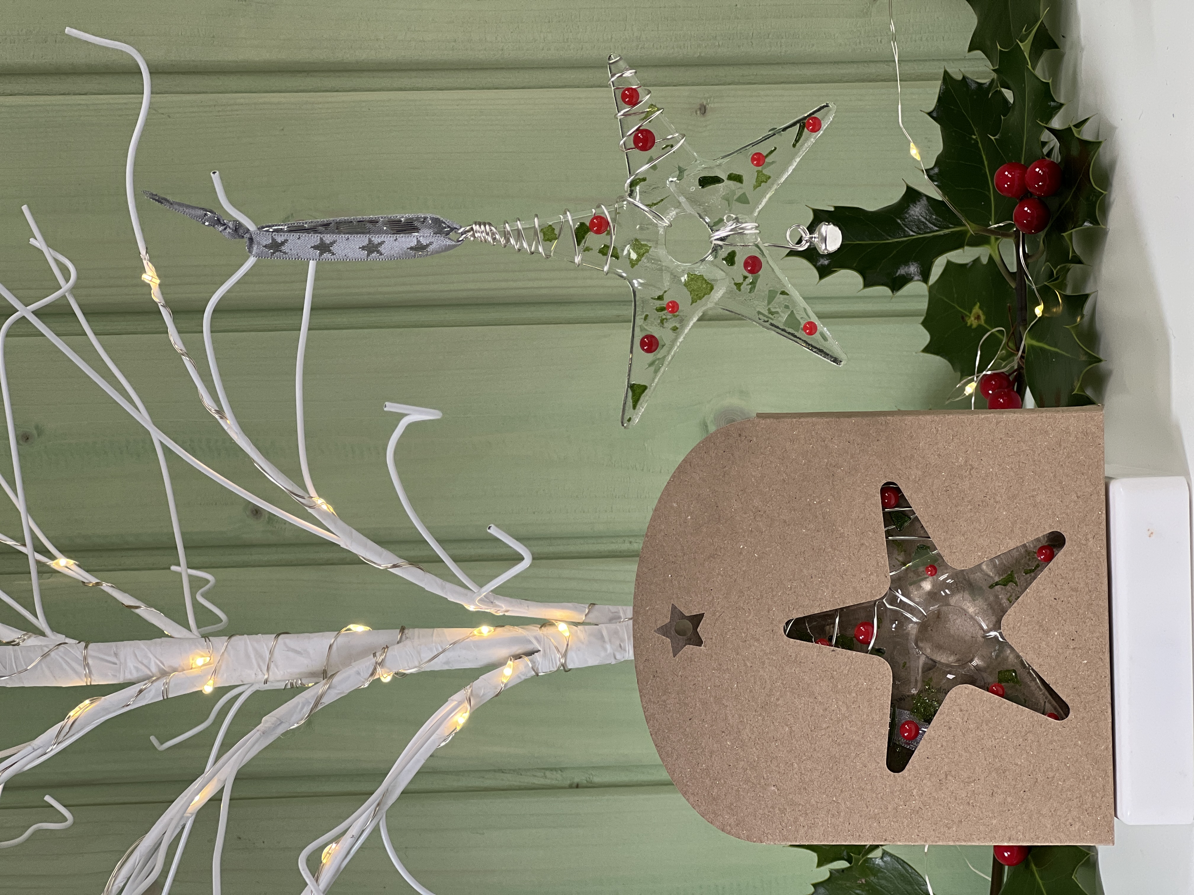 Wire wrapped Christmas Star with bell