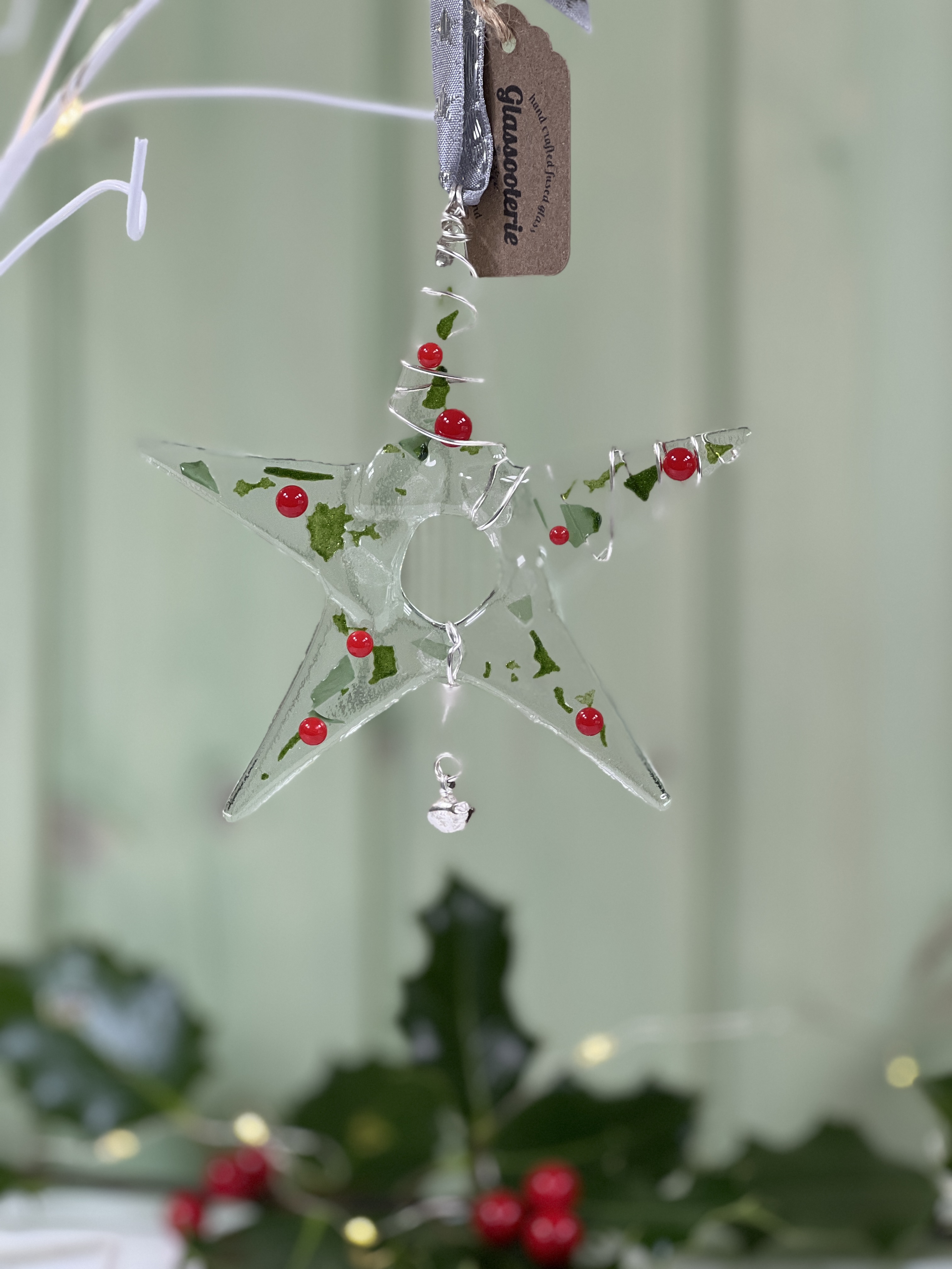 Wire wrapped Christmas Star with bell