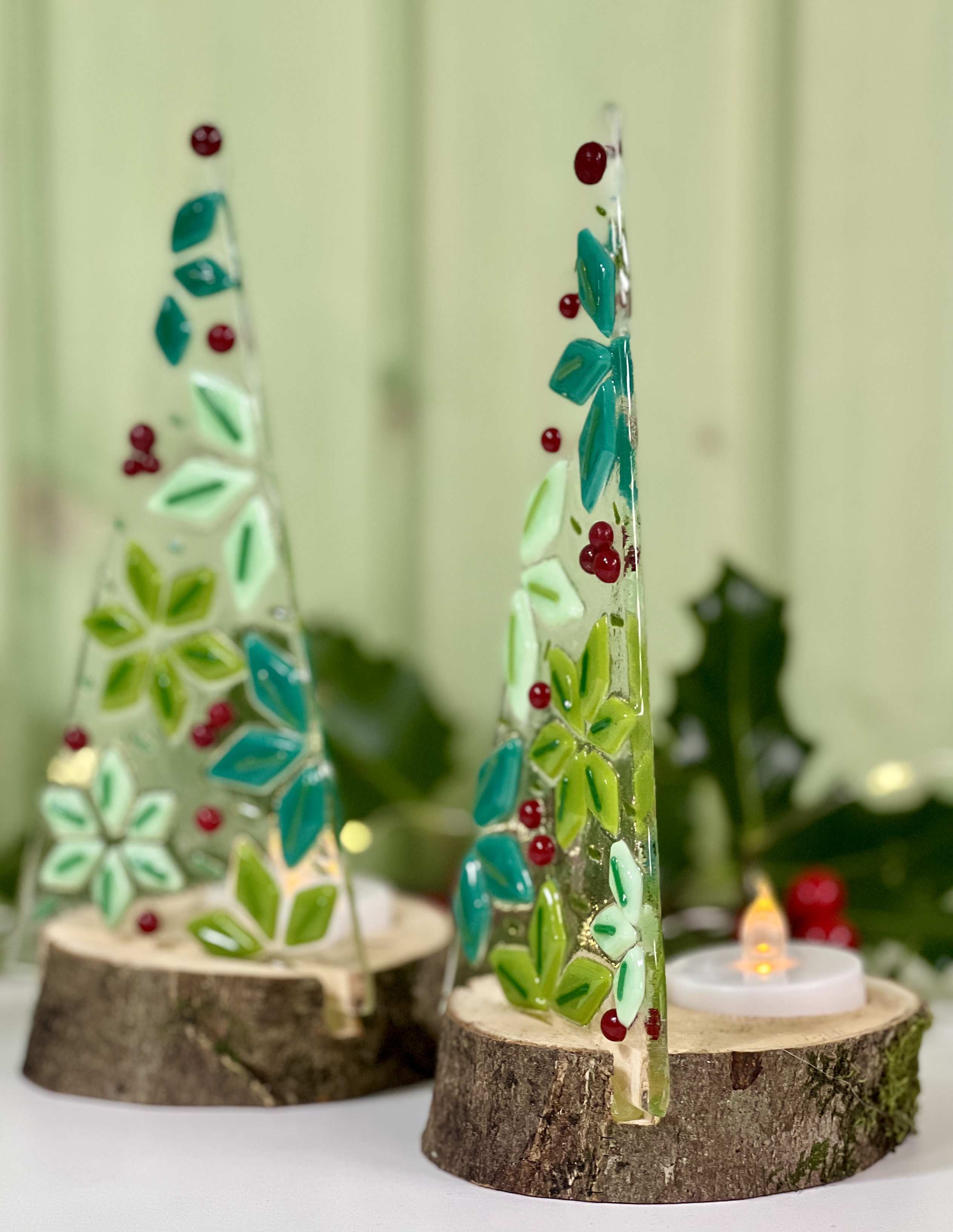 Christmas Trees in Wooden Base