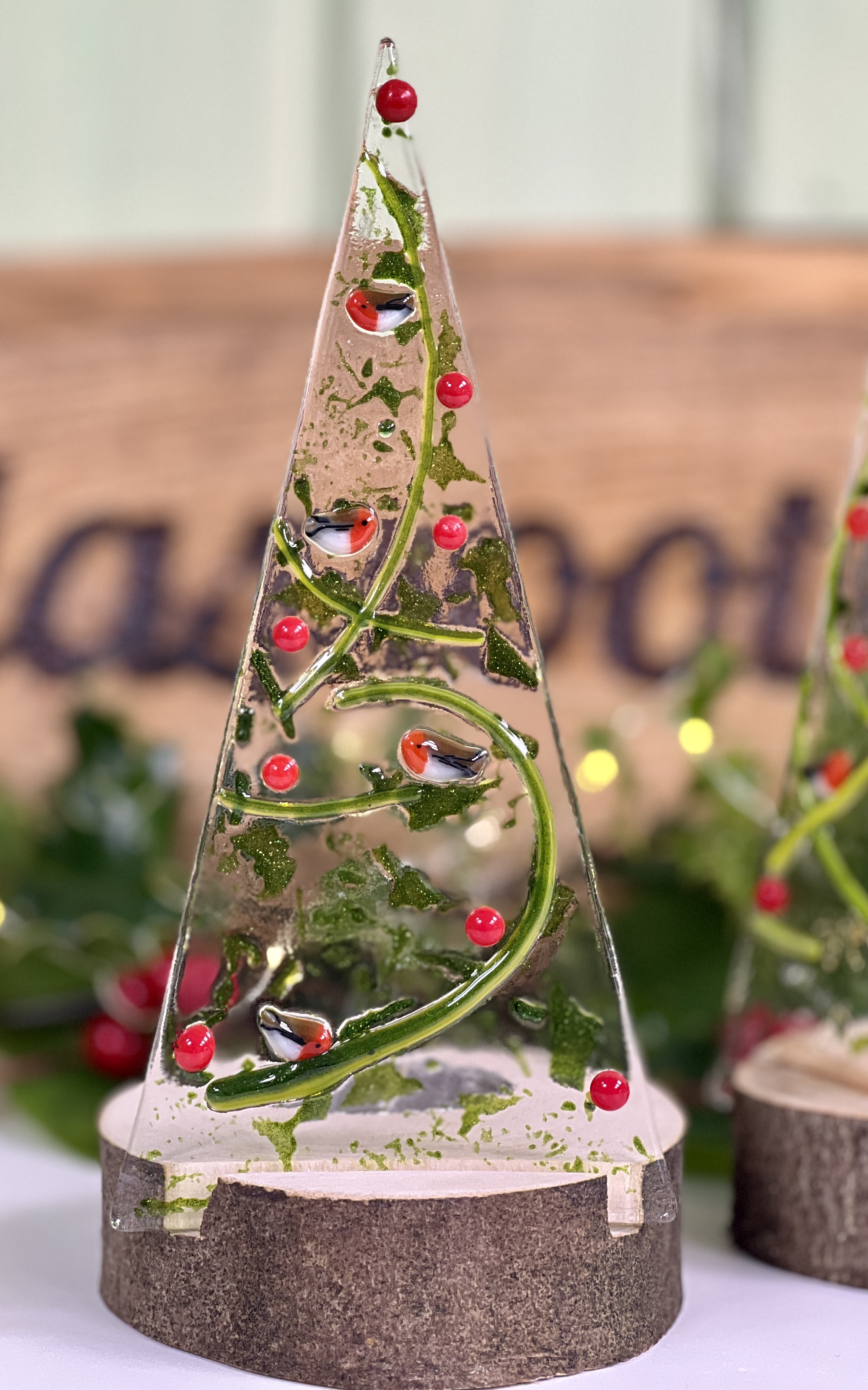 Christmas Trees in Wooden Base