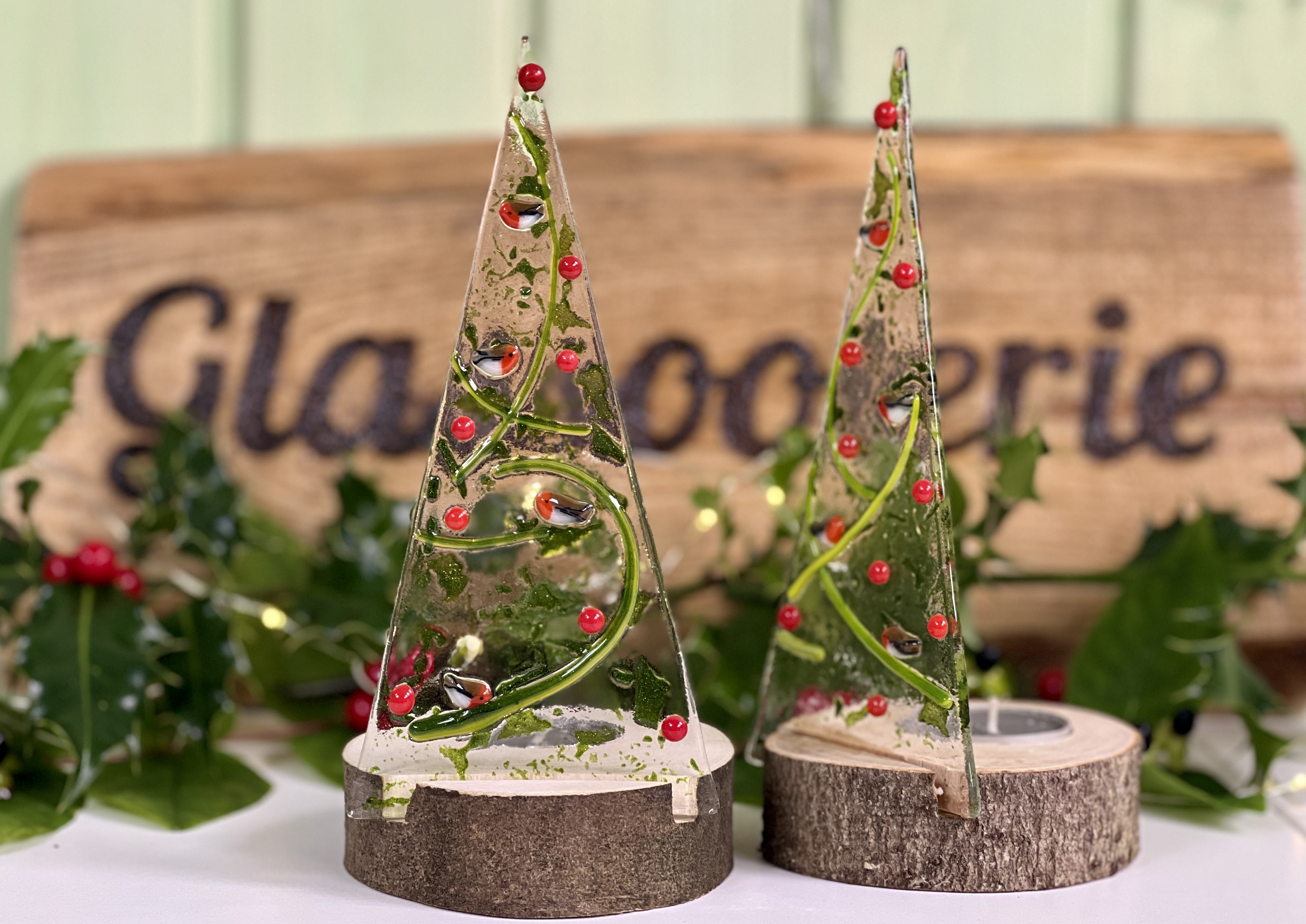 Christmas Trees in Wooden Base
