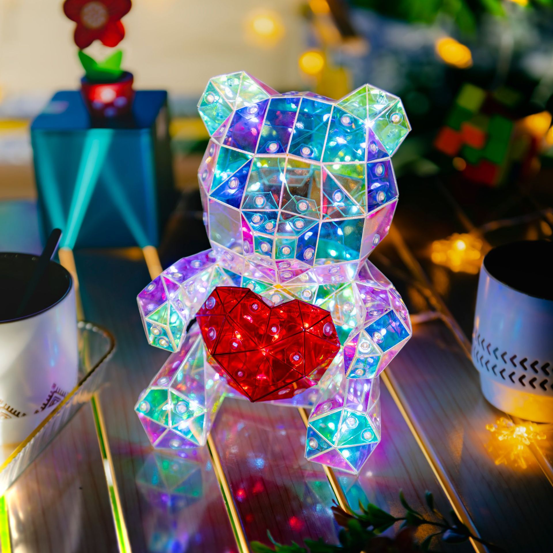 MERRY CHRISTMAS AND VOCATION GIFTS LIGHTS BEAR WITH RED HEART