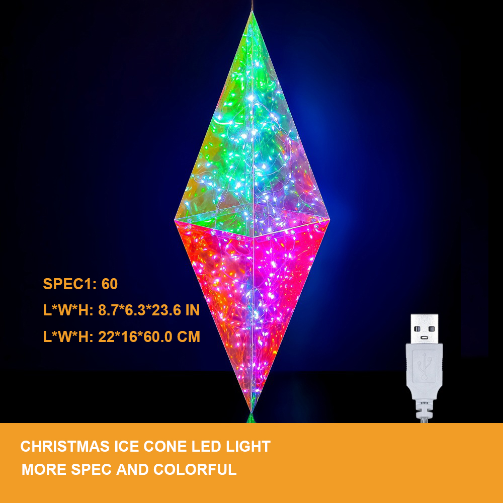 Christmas Lights Ice Cone Decorations,Colorful Luminous Ice Cone Decoration,Reusable Christmas Tree Decorations Ice Pendants,Creative Christmas Tree Decorations, Indoor Outdoor Decor