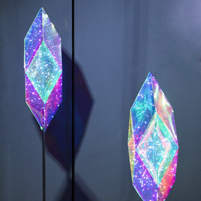 An Iridescent Hanging Diamond White LED Lights. Create A Visual Masterpiece In Your Home By Adding This Hanging Diamond To Your Festive Decor!