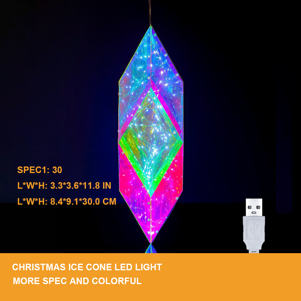 An Iridescent Hanging Diamond White LED Lights. Create A Visual Masterpiece In Your Home By Adding This Hanging Diamond To Your Festive Decor!