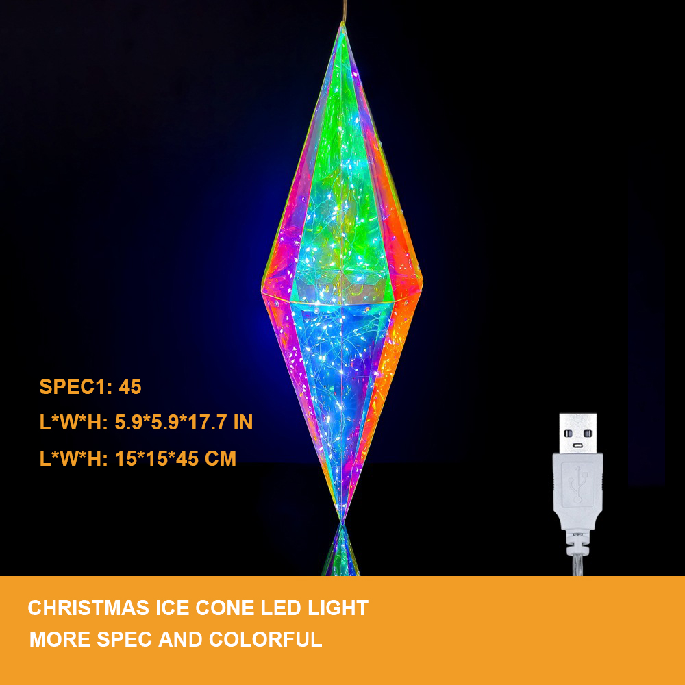 An Iridescent Hanging Diamond White LED Lights. Create A Visual Masterpiece In Your Home By Adding This Hanging Diamond To Your Festive Decor!