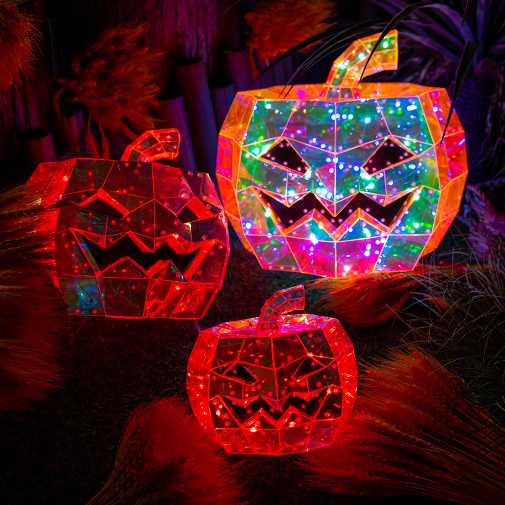 Colorful PET material Built-in LED Light RGB light flashing Color changeable Voice control for Halloween pumpkin Gift