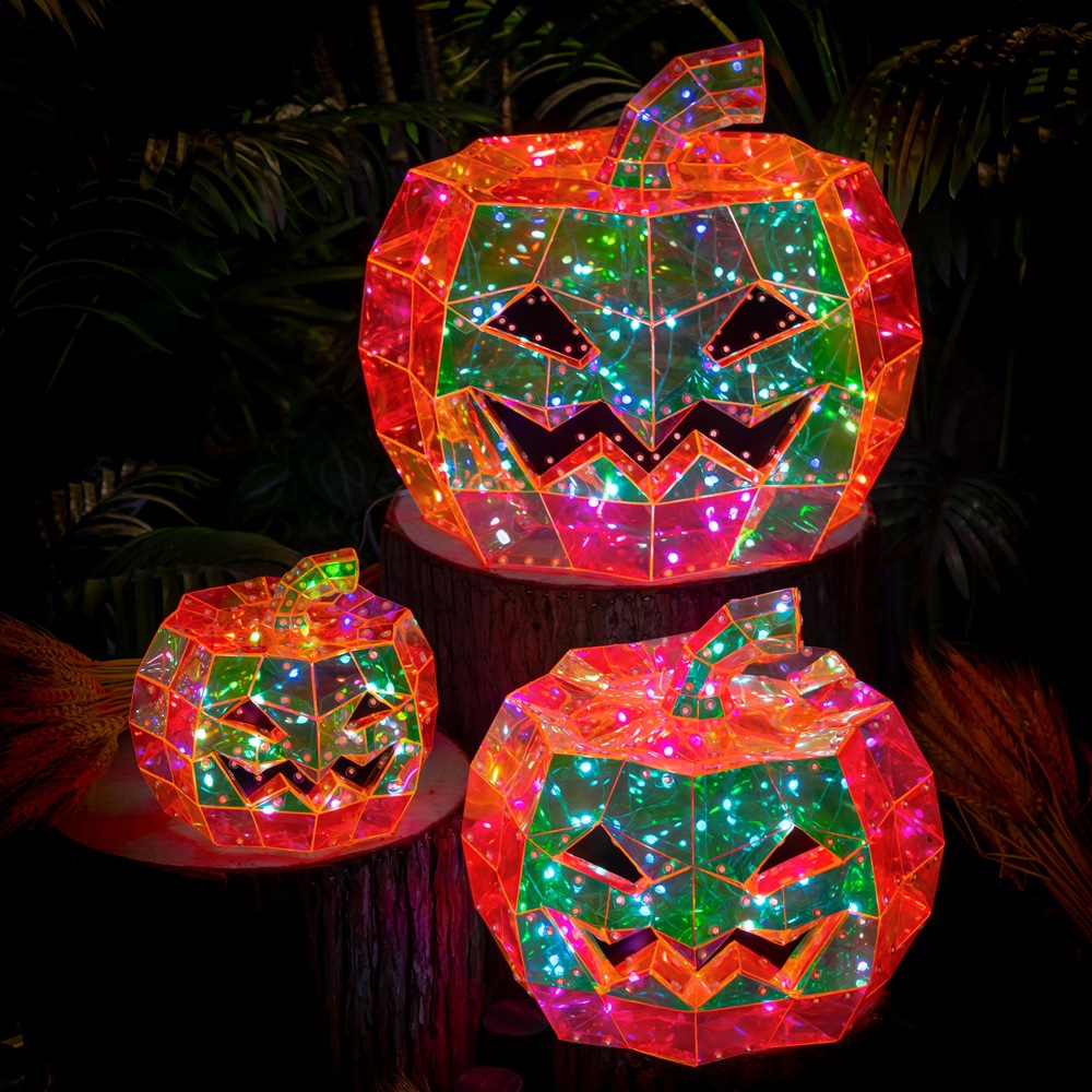 Colorful PET material Built-in LED Light RGB light flashing Color changeable Voice control for Halloween pumpkin Gift