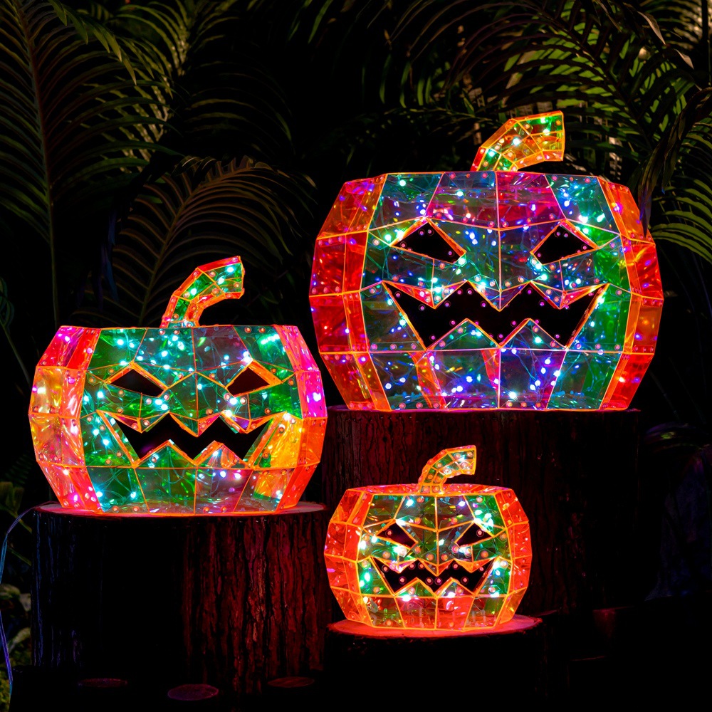 Colorful PET material Built-in LED Light RGB light flashing Color changeable Voice control for Halloween pumpkin Gift