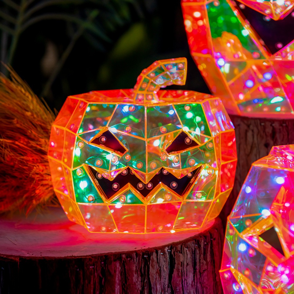 Colorful PET material Built-in LED Light RGB light flashing Color changeable Voice control for Halloween pumpkin Gift