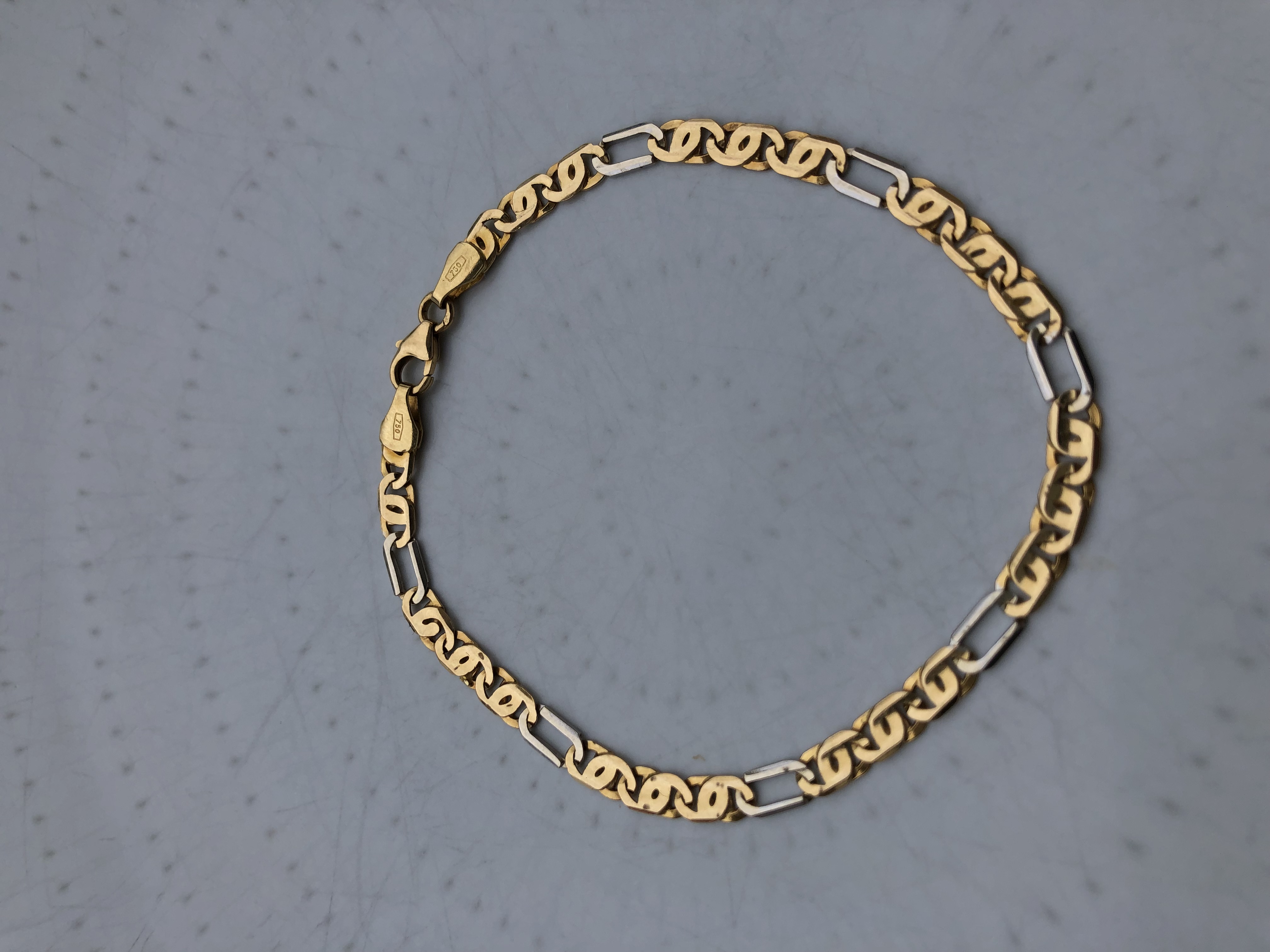 Bracelet maille fantaisie en Or blanc et jaune18 carats