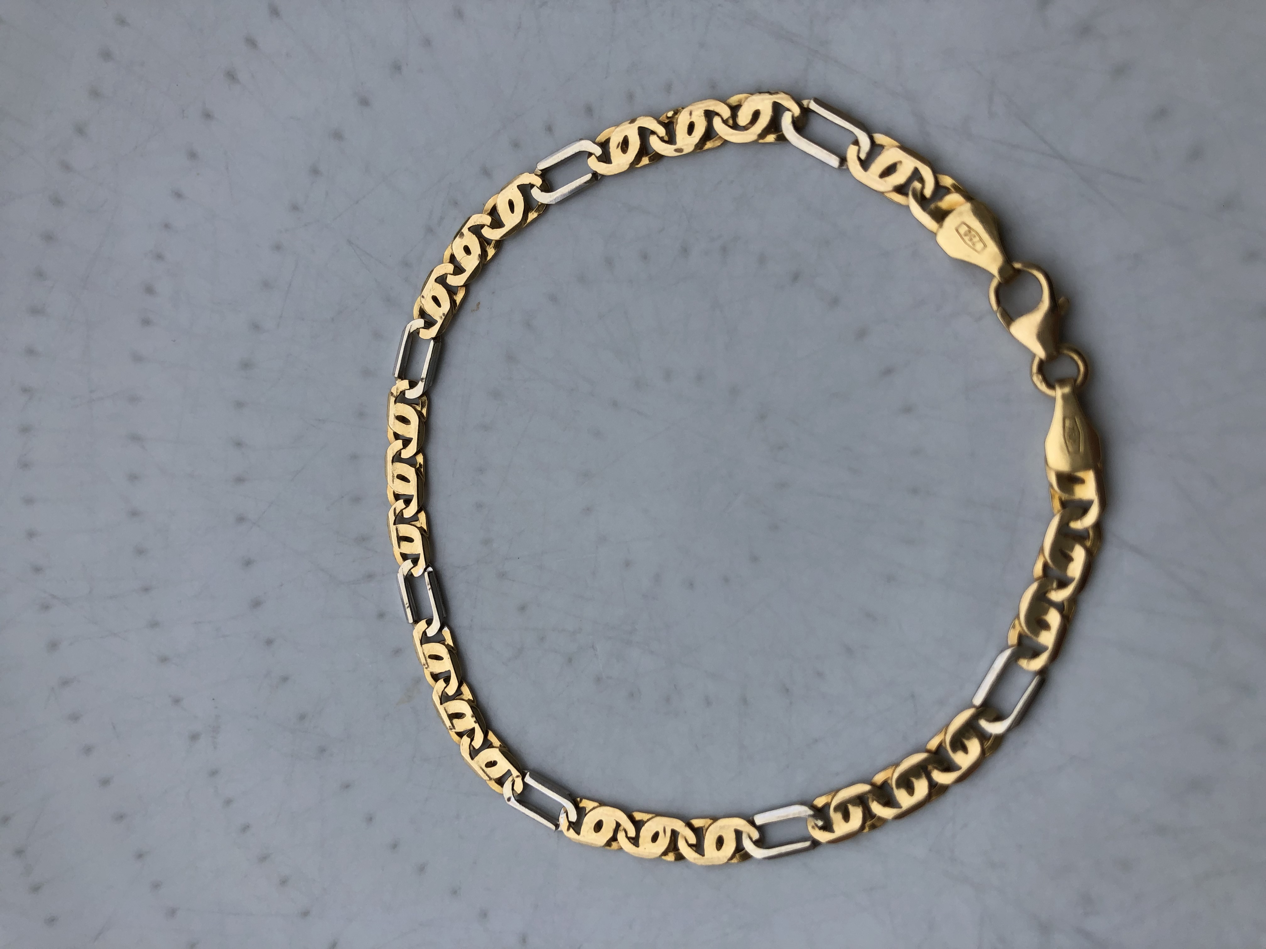 Bracelet maille fantaisie en Or blanc et jaune18 carats