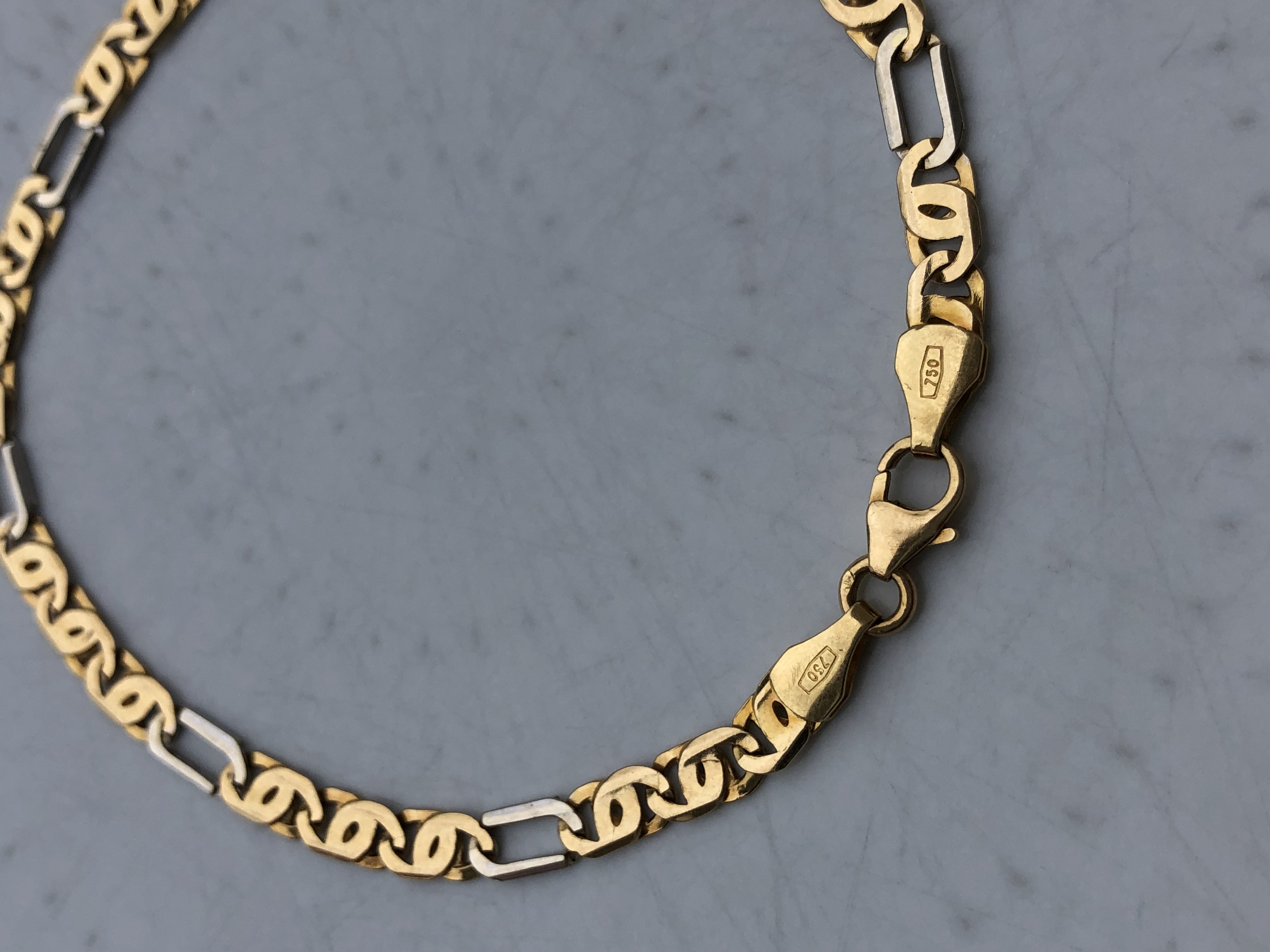 Bracelet maille fantaisie en Or blanc et jaune18 carats