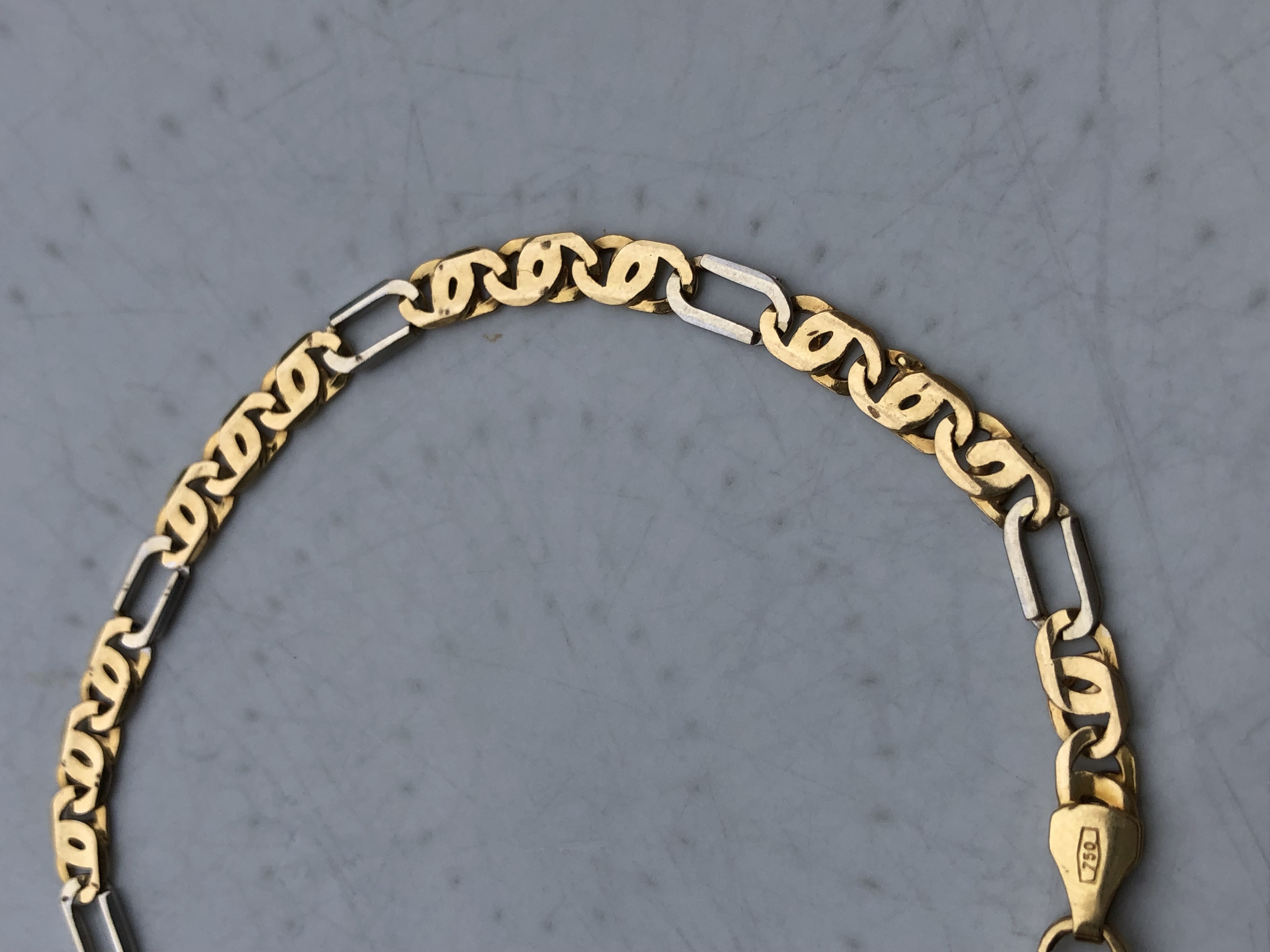 Bracelet maille fantaisie en Or blanc et jaune18 carats