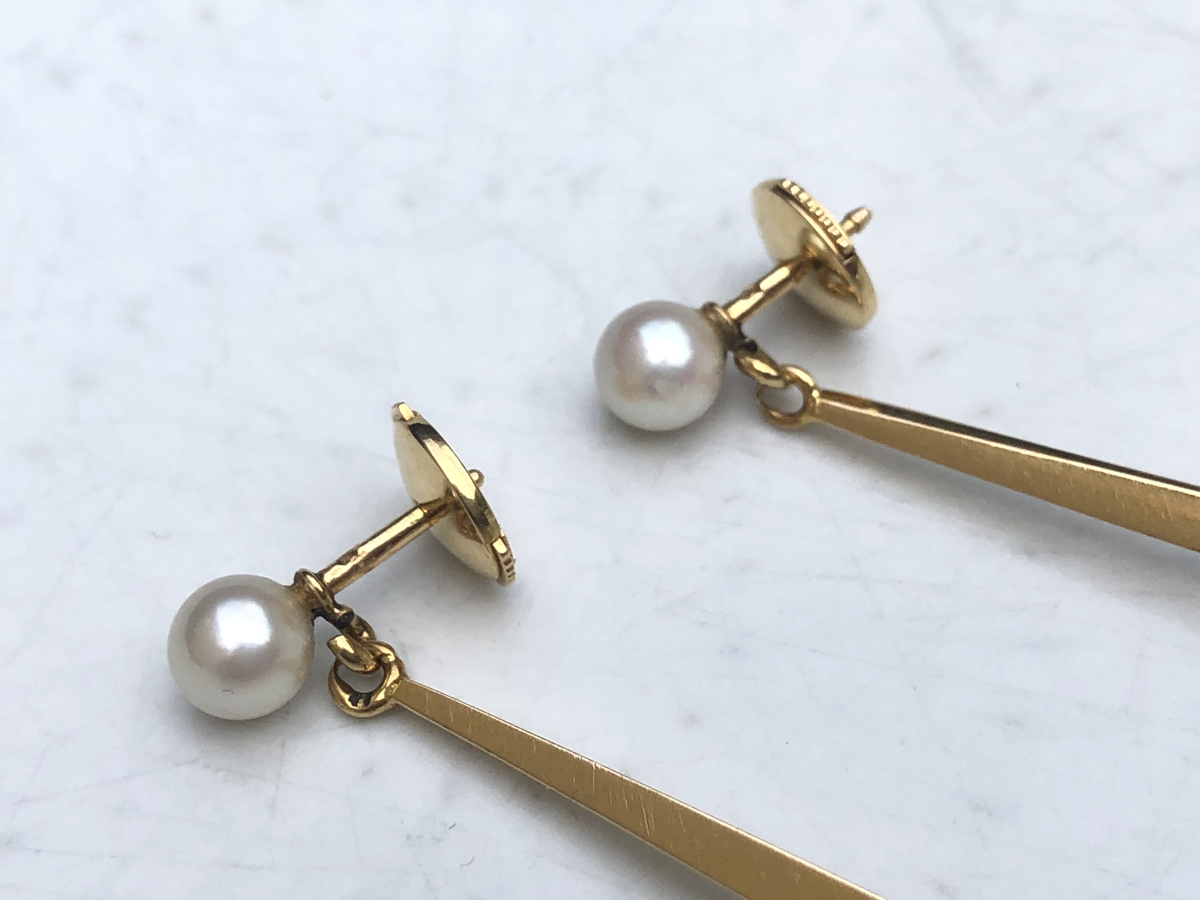 Boucle pendantes en Or jaune 18 carats et perle de culture