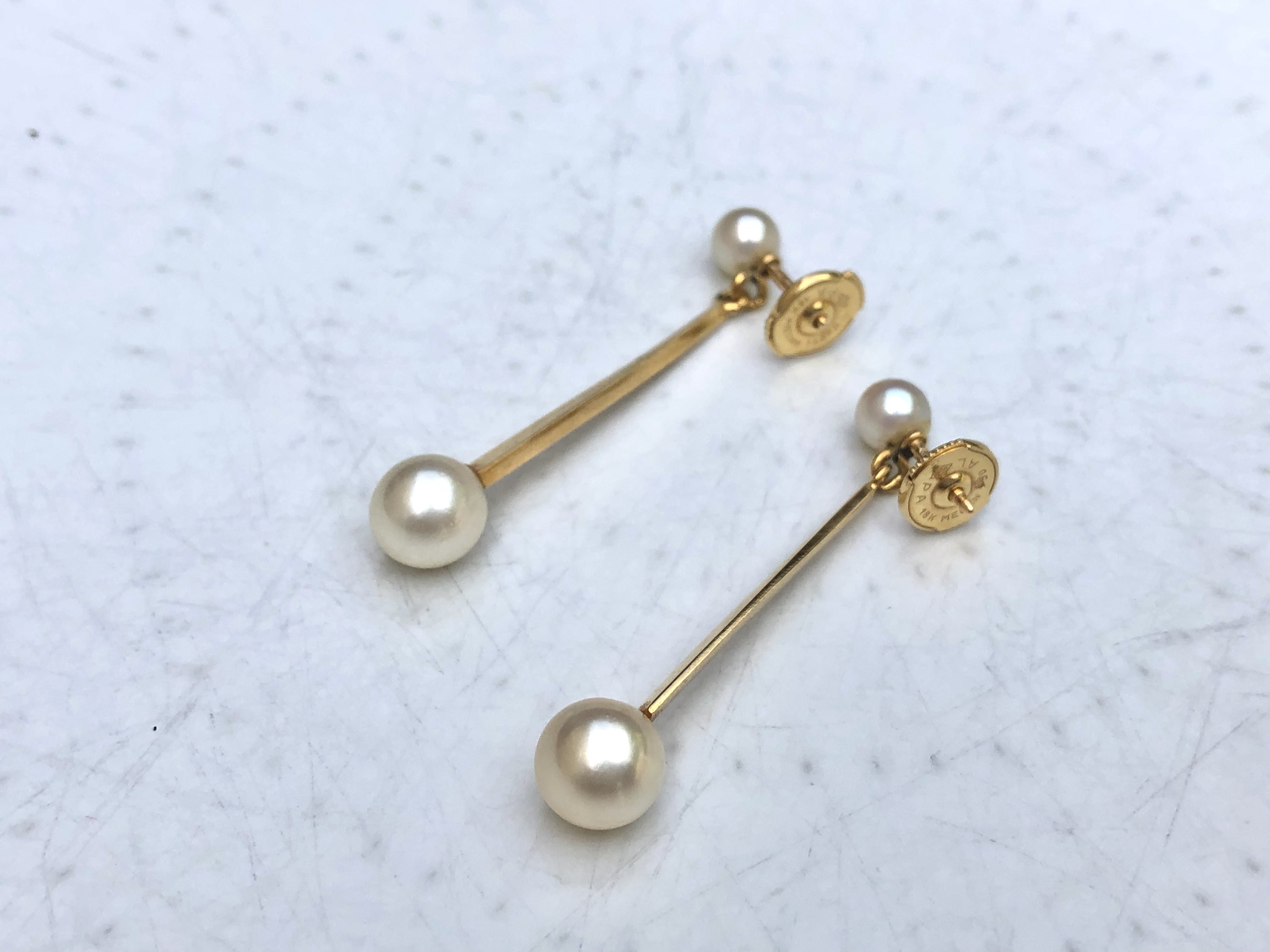 Boucle pendantes en Or jaune 18 carats et perle de culture