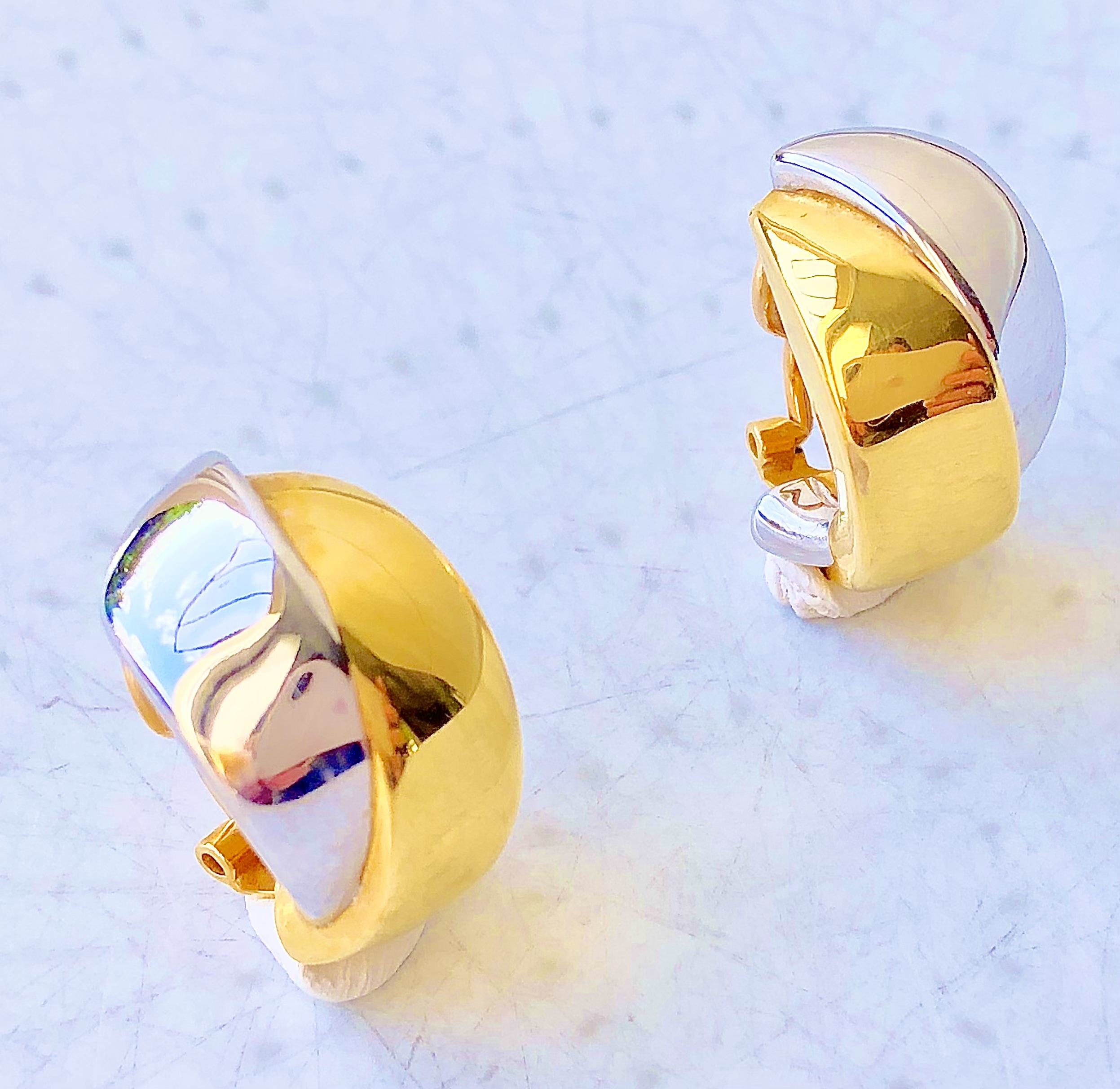 Boucles d’oreilles en Or jaune et blanc 18 carats