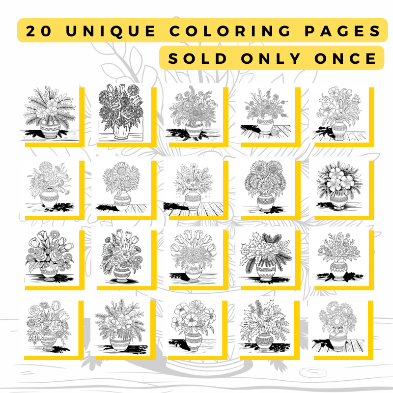 20 Unique Coloring Pages - Ready to Upload 40 page KDP file