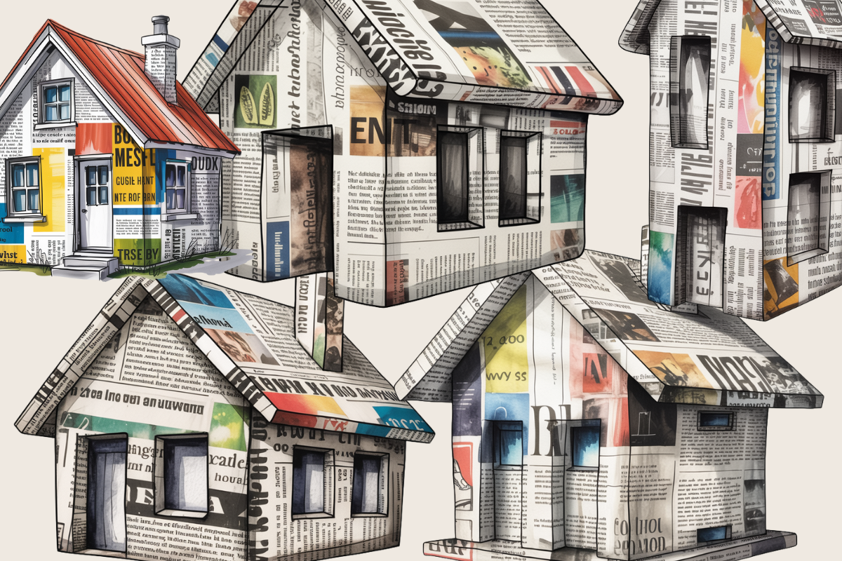 Mixed Media Newspaper Houses – 20 Clip Art PNGs