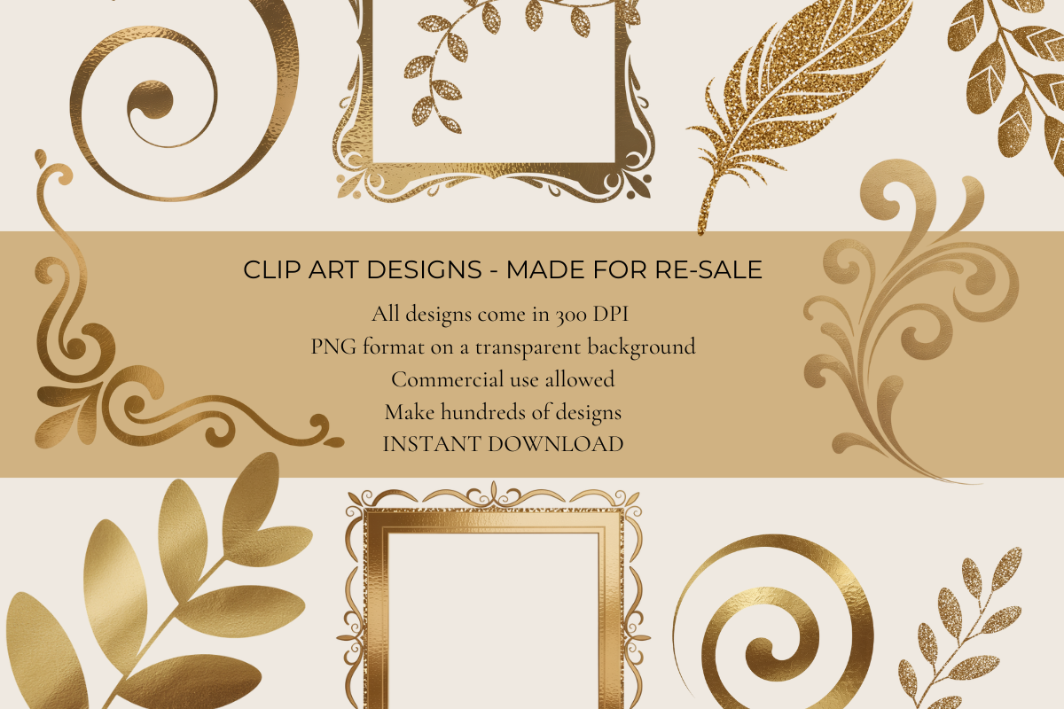 Gold Foil Elements – 30 Clip Art PNGs
