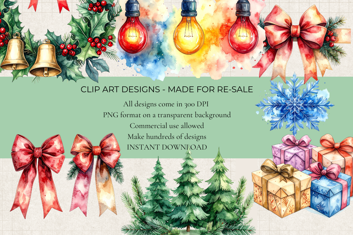 Festive Season – 30 Watercolor Christmas Clip Art PNGs