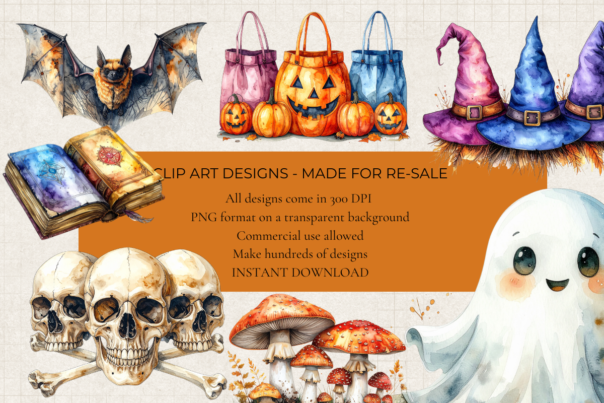 Watercolor Halloween – 35 Clip Art PNGs