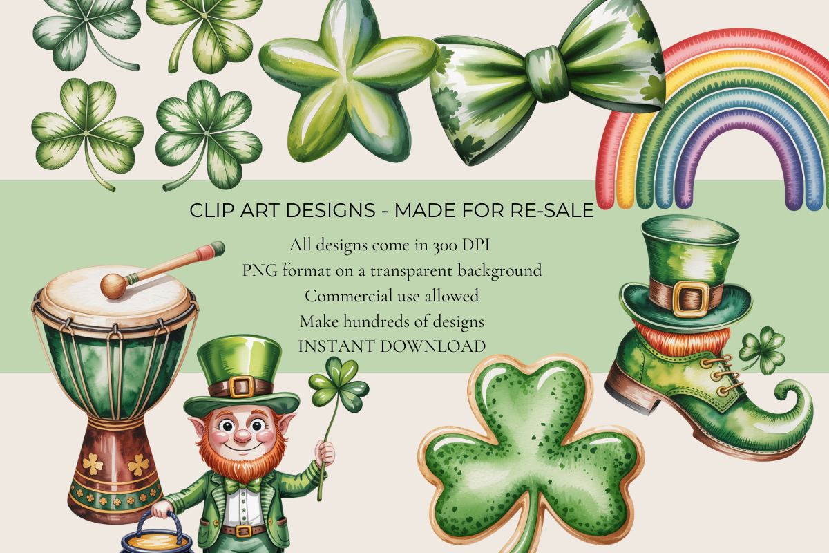 St Patrick’s Day – 25 Watercolor Clip Art PNGs