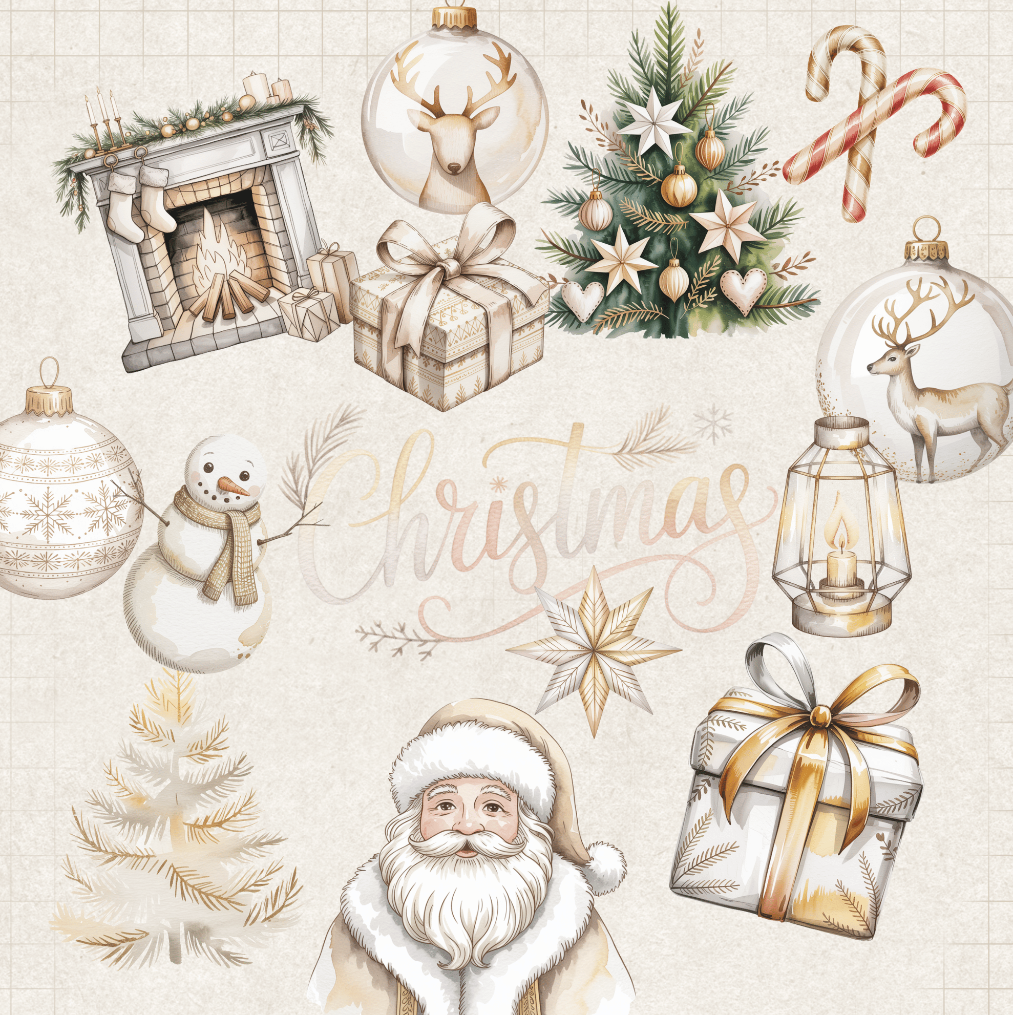 Nordic Christmas Clipart Bundle – 45 High-Resolution Transparent PNGs (Commercial Use)
