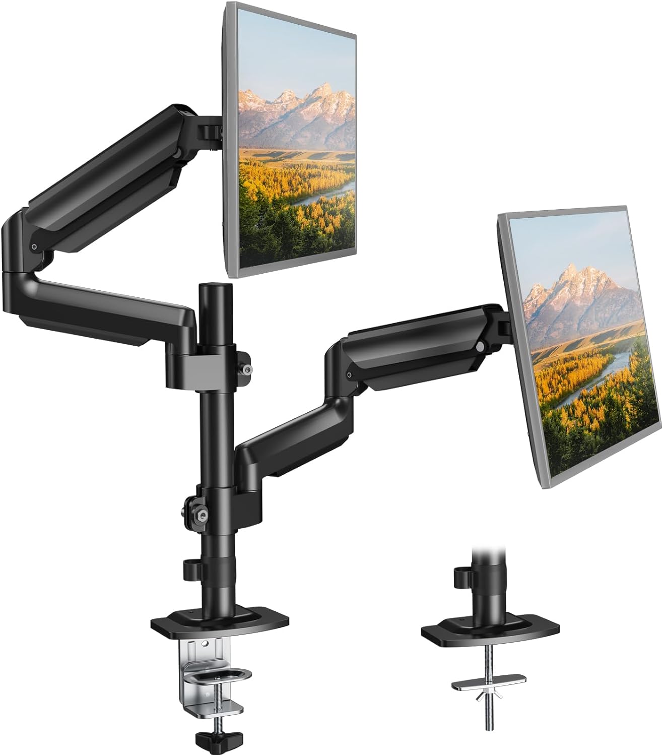 ErGear Dual Monitor Mount for 13″–32″ Screens, Dual Monitor Stand with Taller 13" Pole, Fully Adjustable Gas Spring Dual Monitor Arm Desk Mount, Each Arm Holds to 19.8 lbs, VESA 75x75 and 100x100 mm