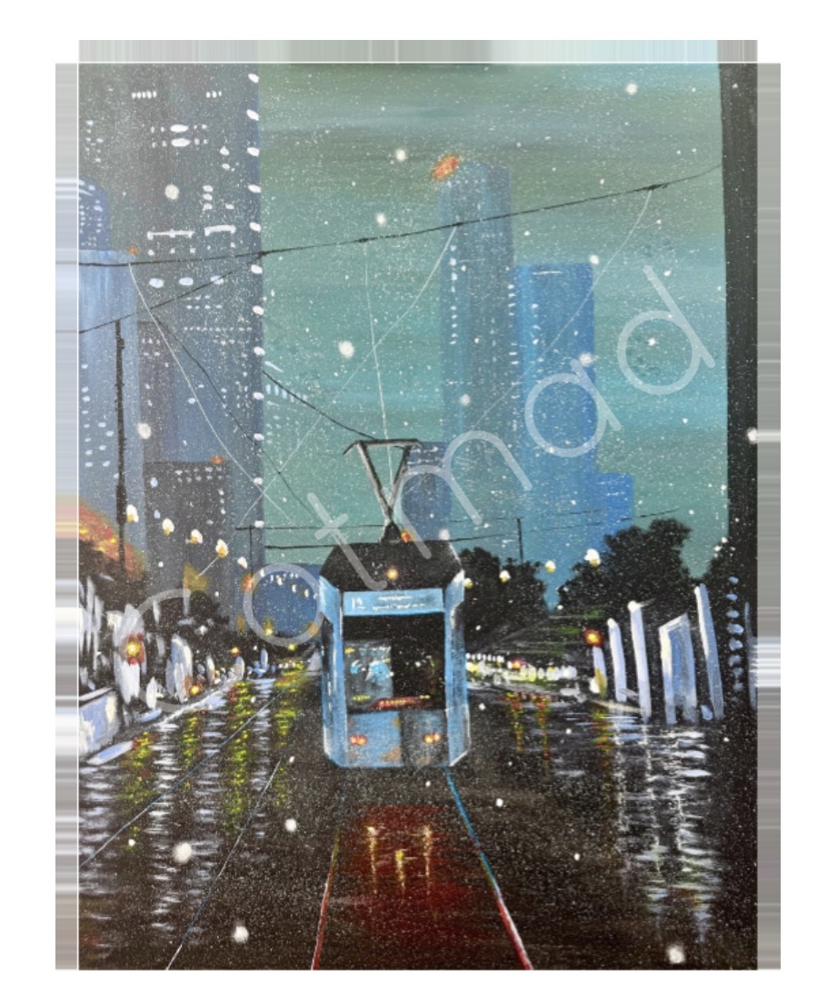 PRINT - Cityscape night tram