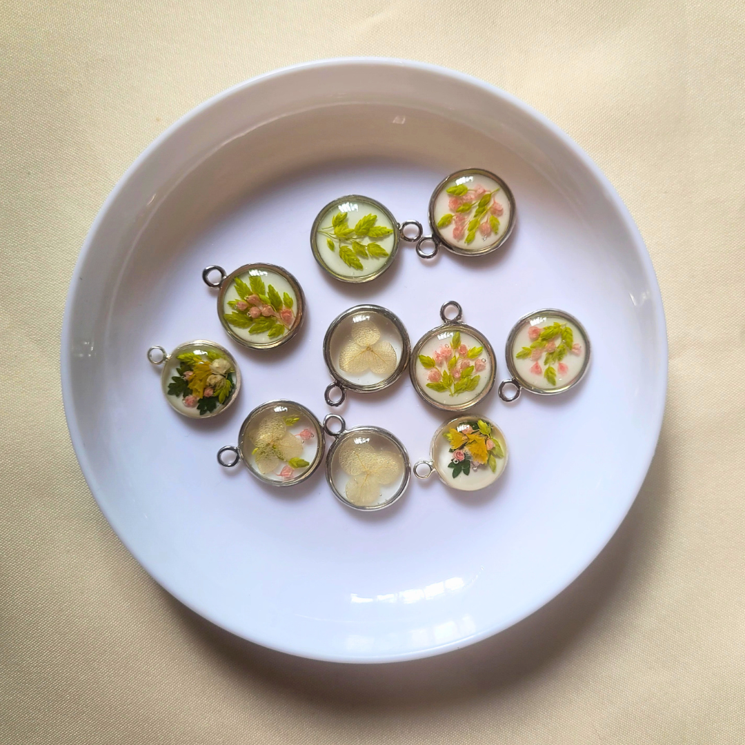 Handmade floral resin pendants