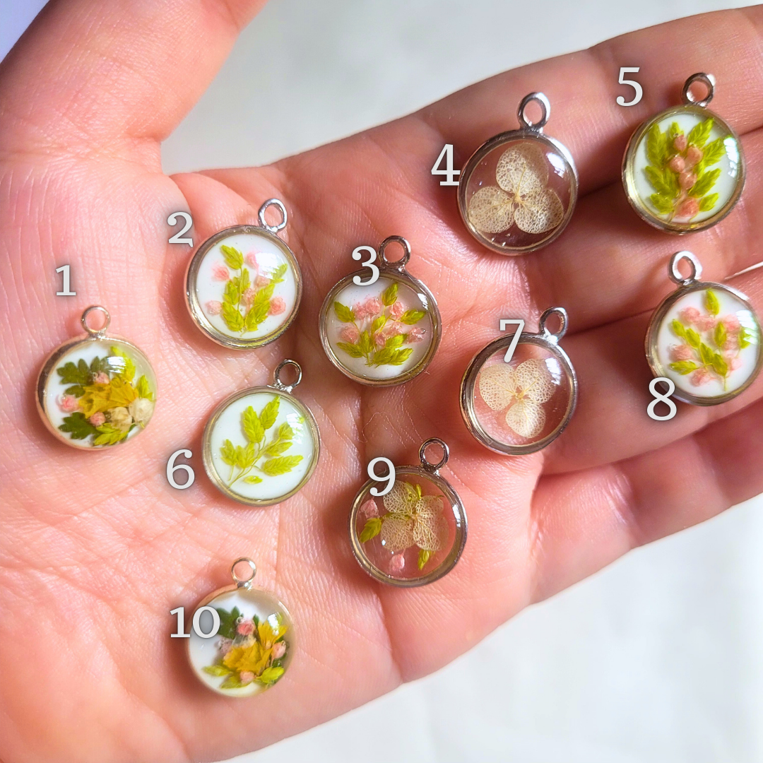 Handmade floral resin pendants