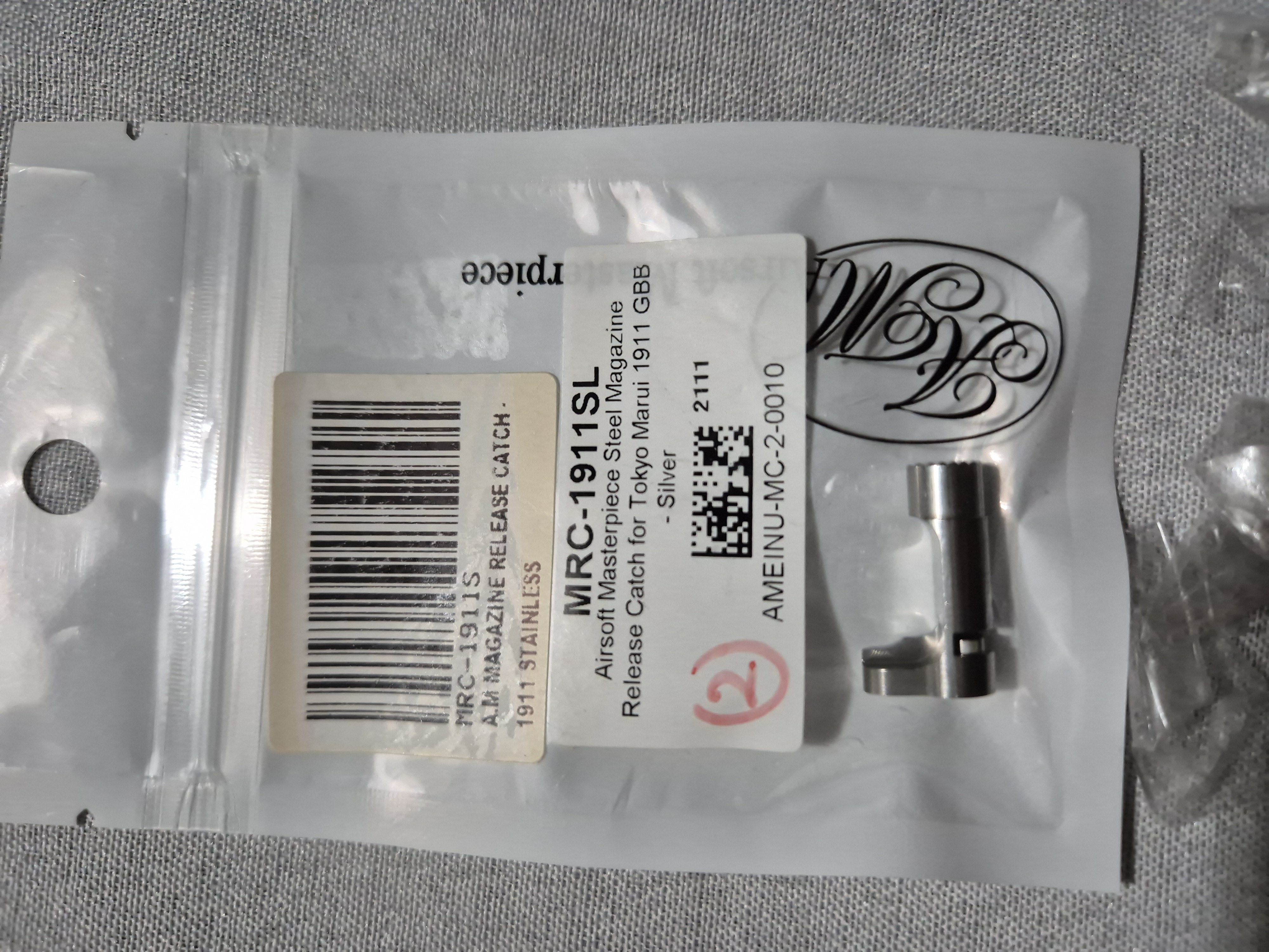 Airsoft Masterpiece 1911 Steel Magazine Release Catch - SILVER