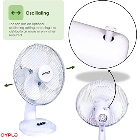  Electrical 12" 3 Speed Oscillating Electric Desk Home Office Fan