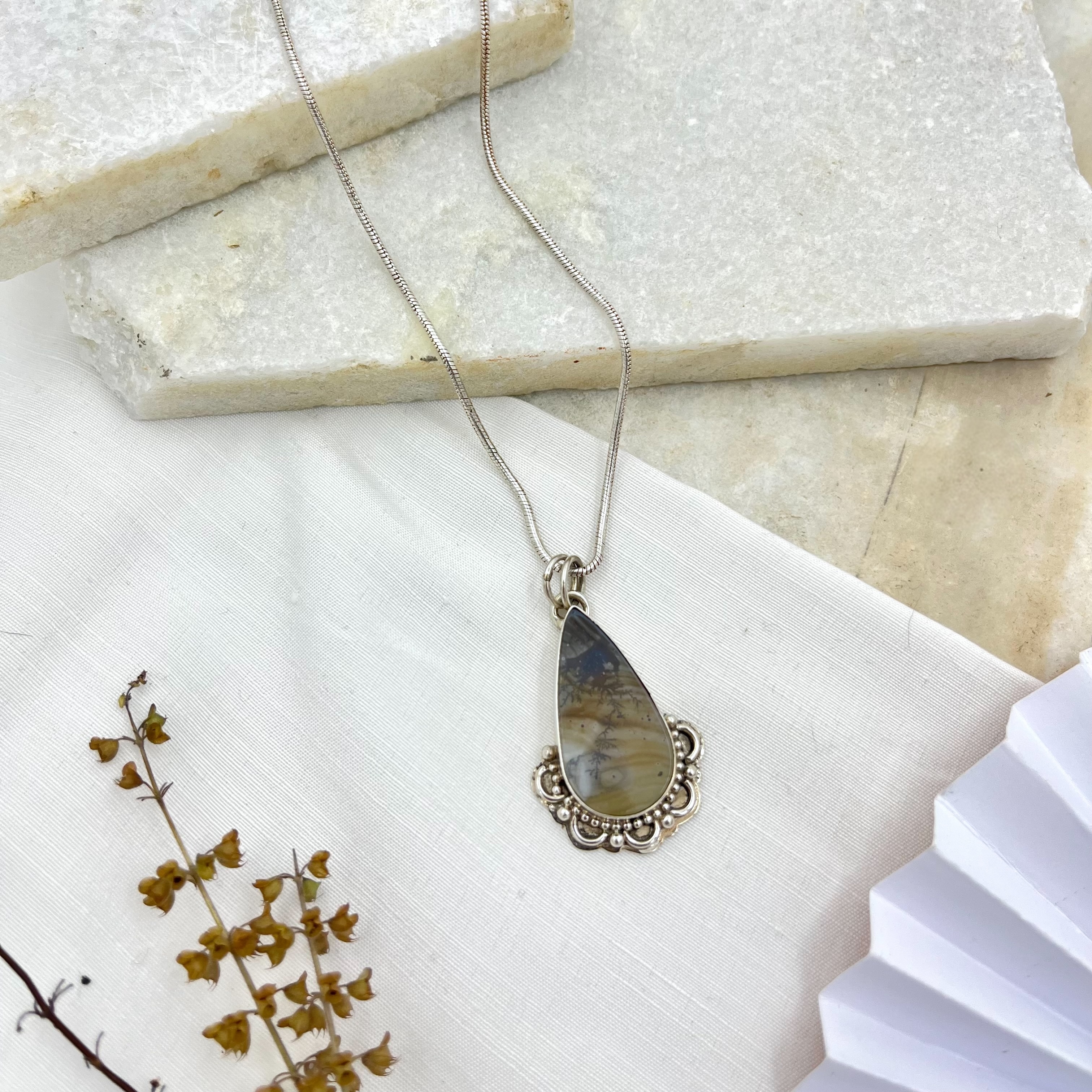 Beach Scenery Shazar Silver Pendant