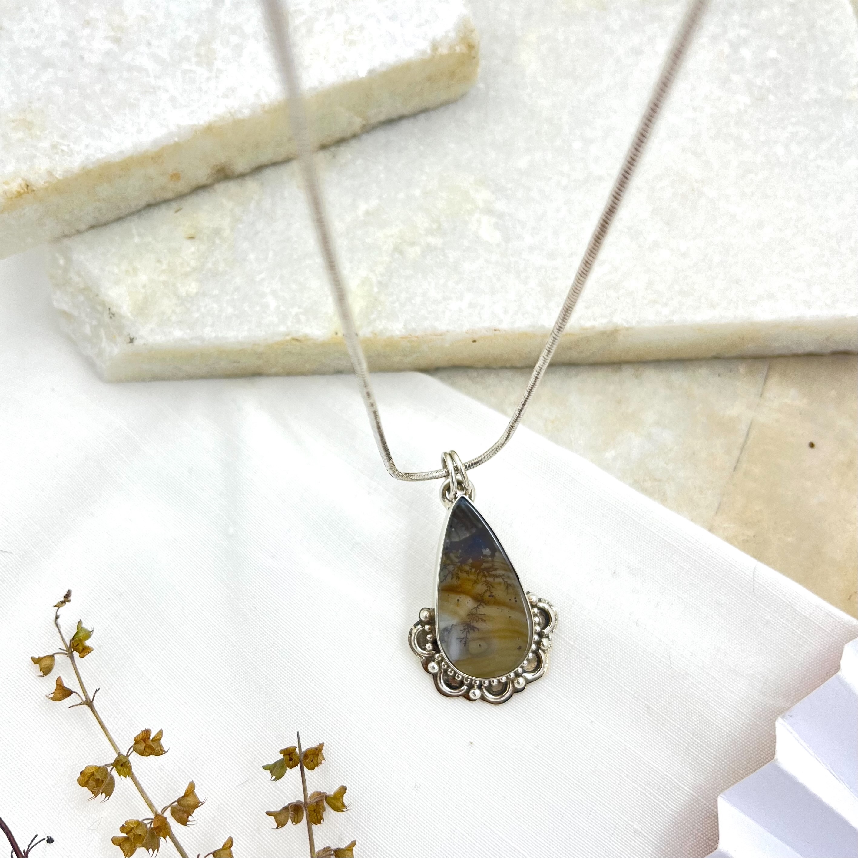 Beach Scenery Shazar Silver Pendant