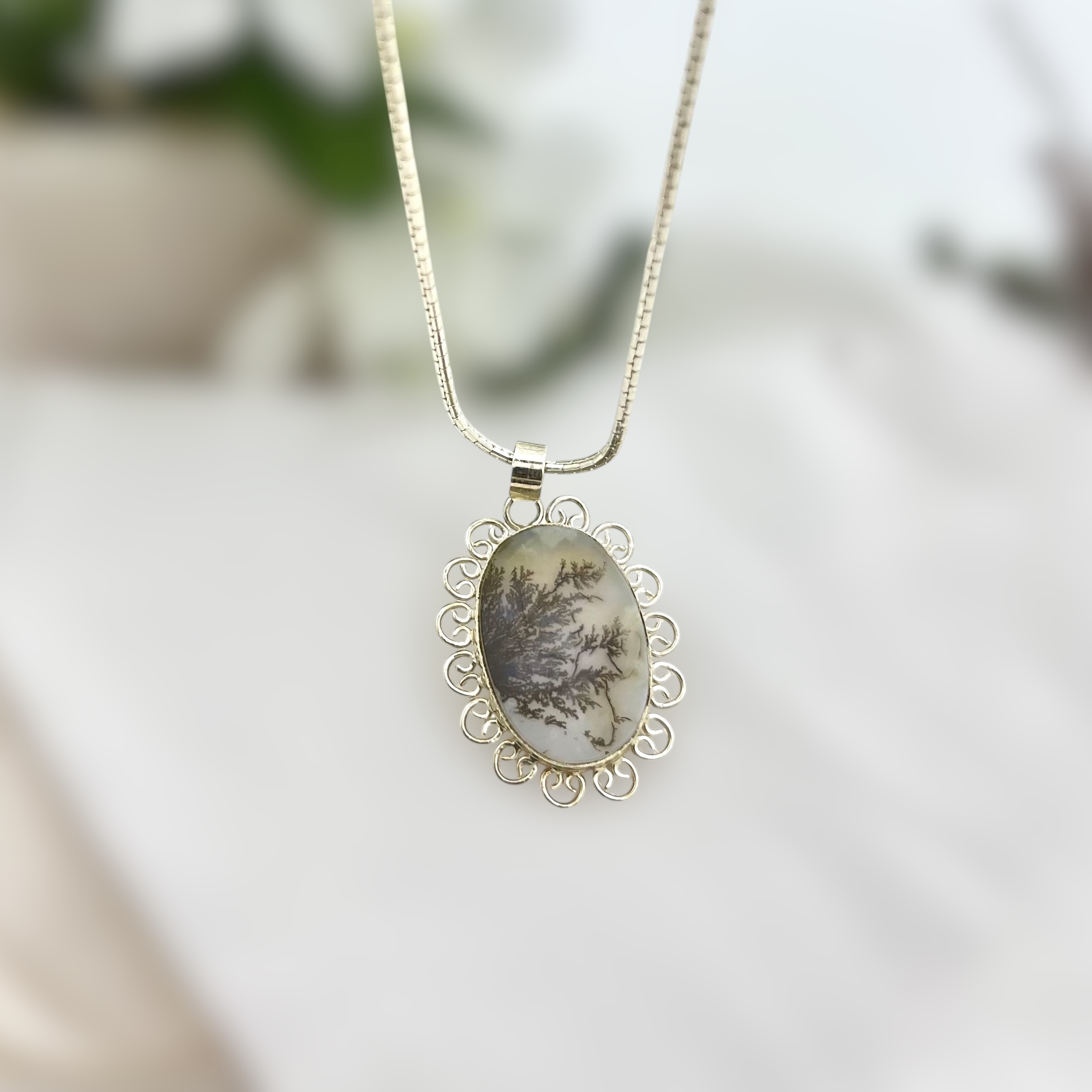 Parched magenta Shazar silver pendant