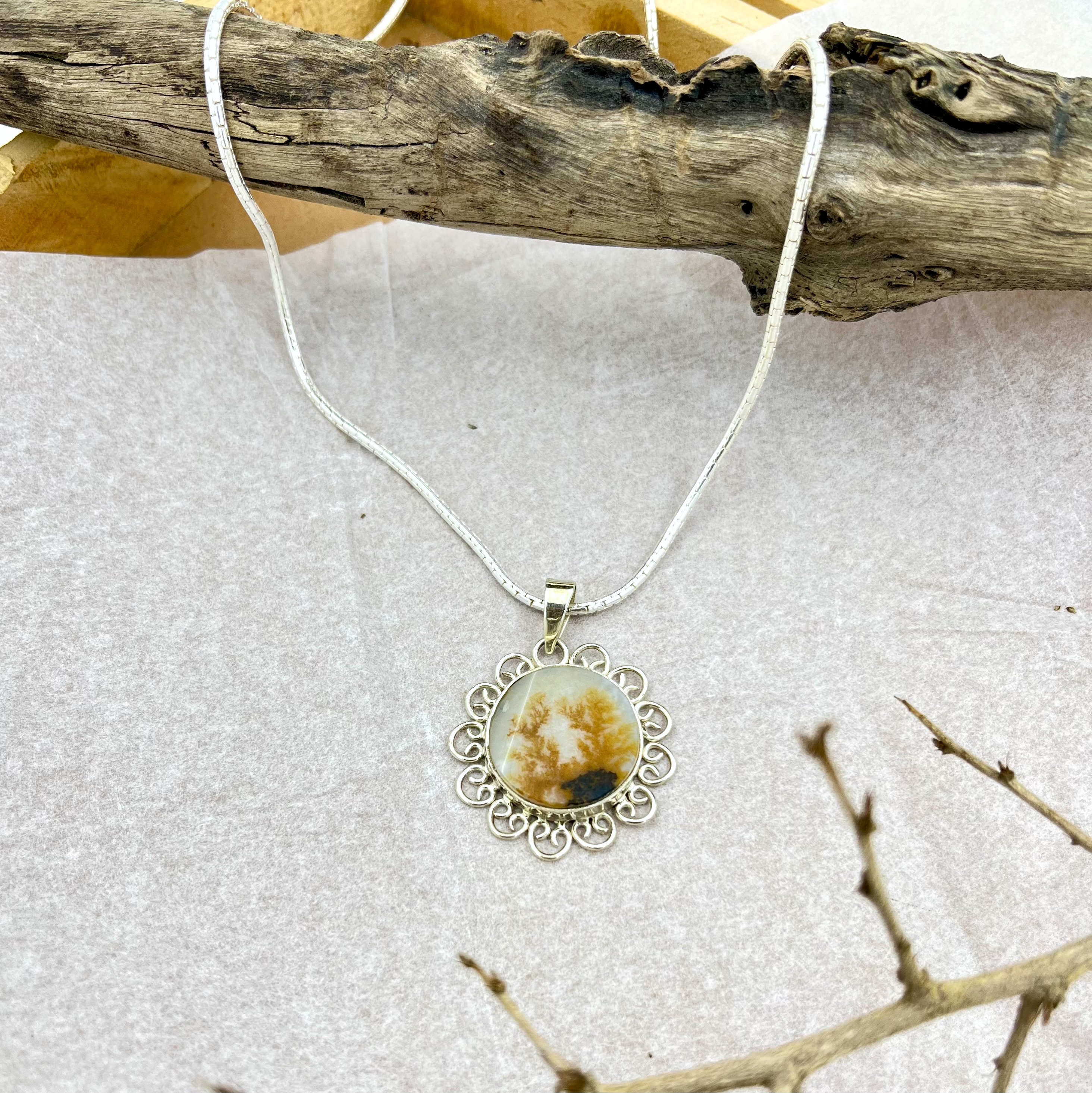 Glowing ember Shazar silver pendant