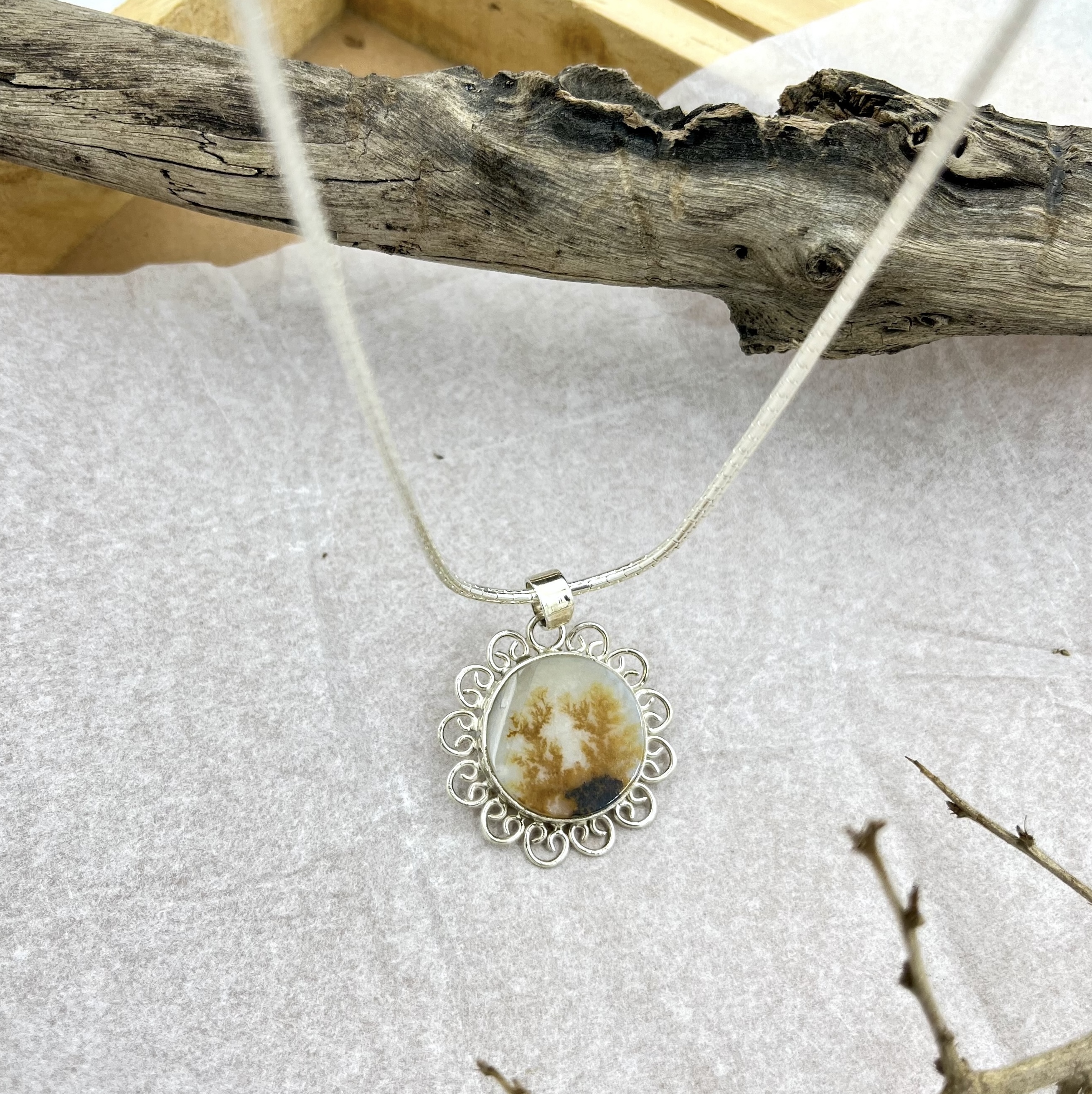 Glowing ember Shazar silver pendant 