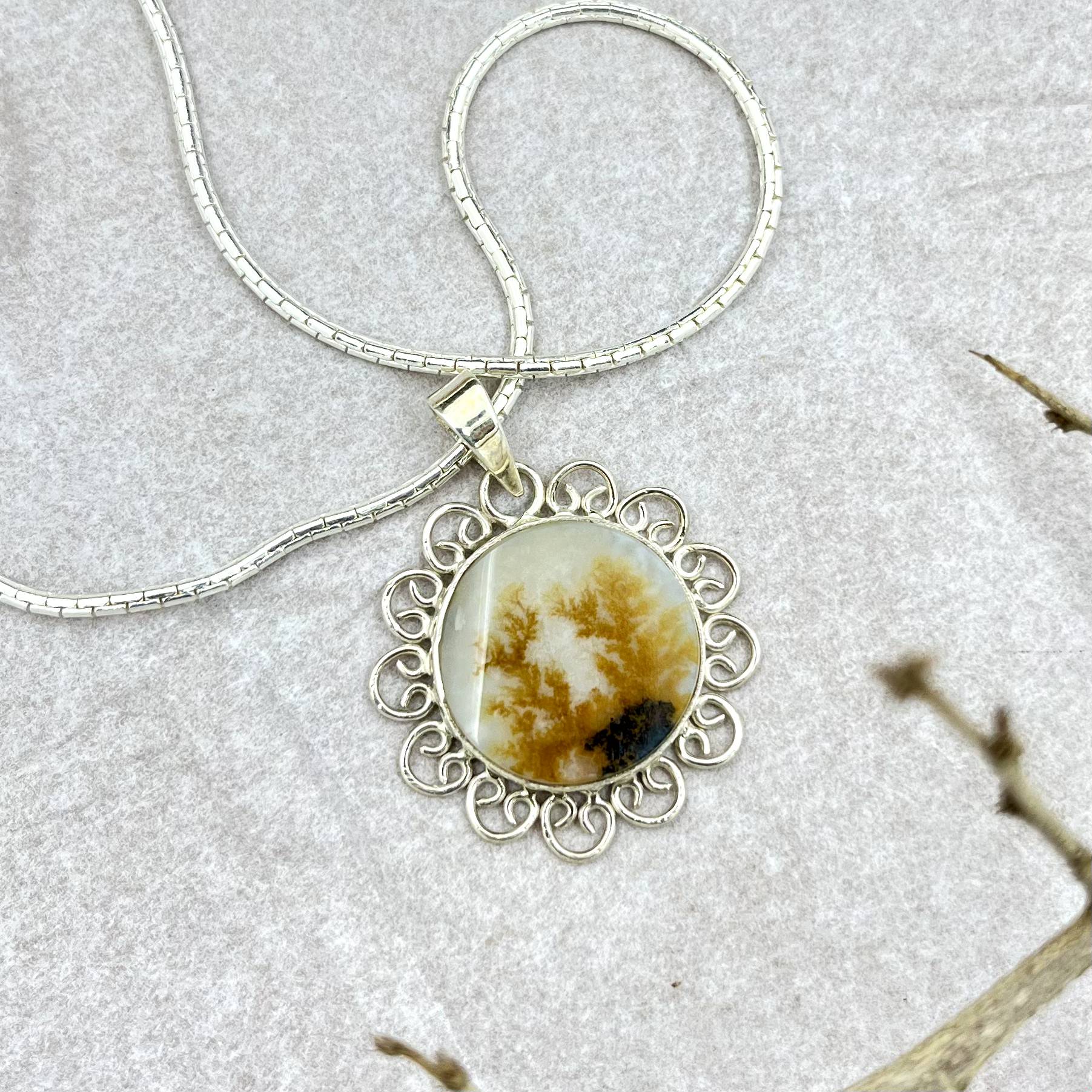 Glowing ember Shazar silver pendant 