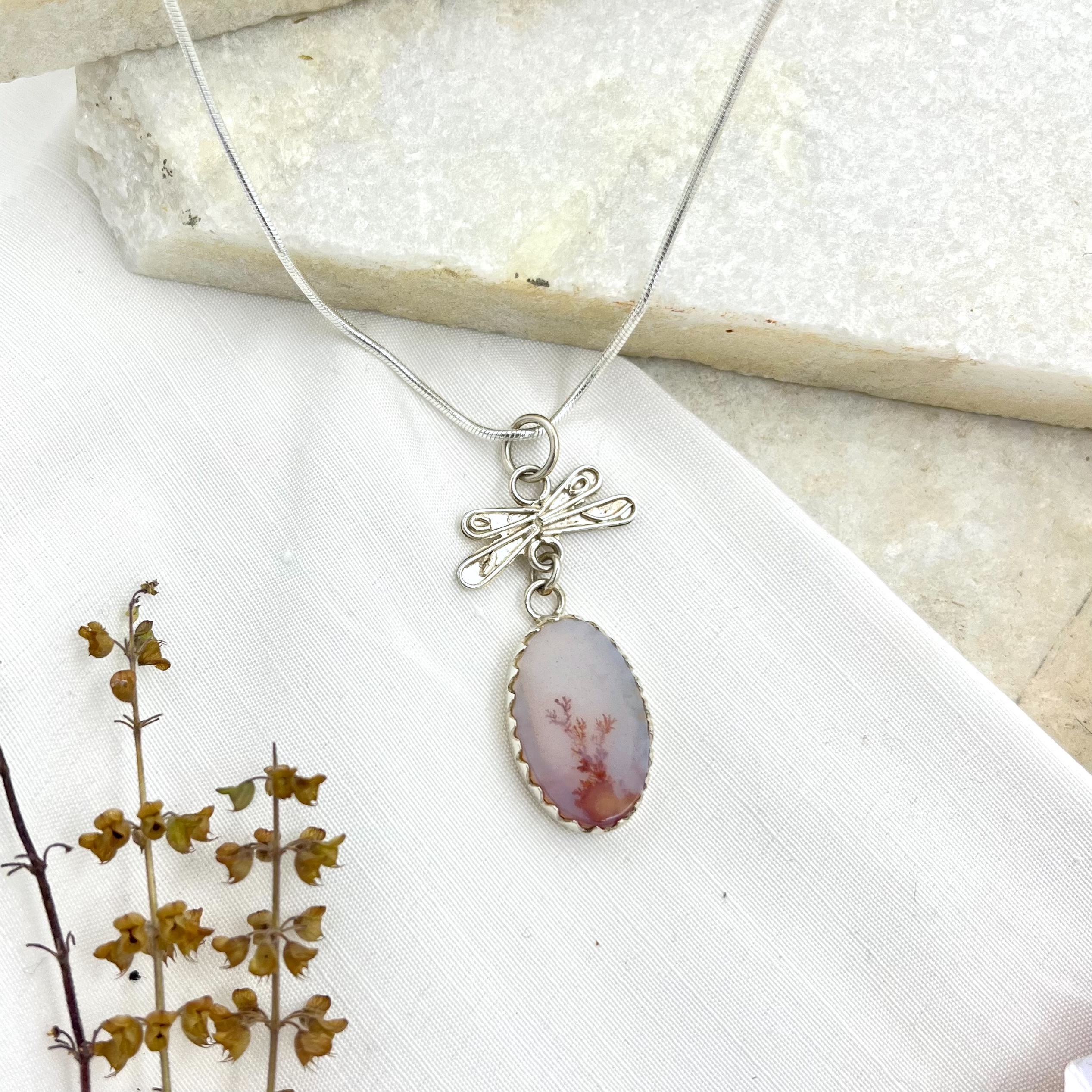 Coral Shazar silver pendant (dragonfly)